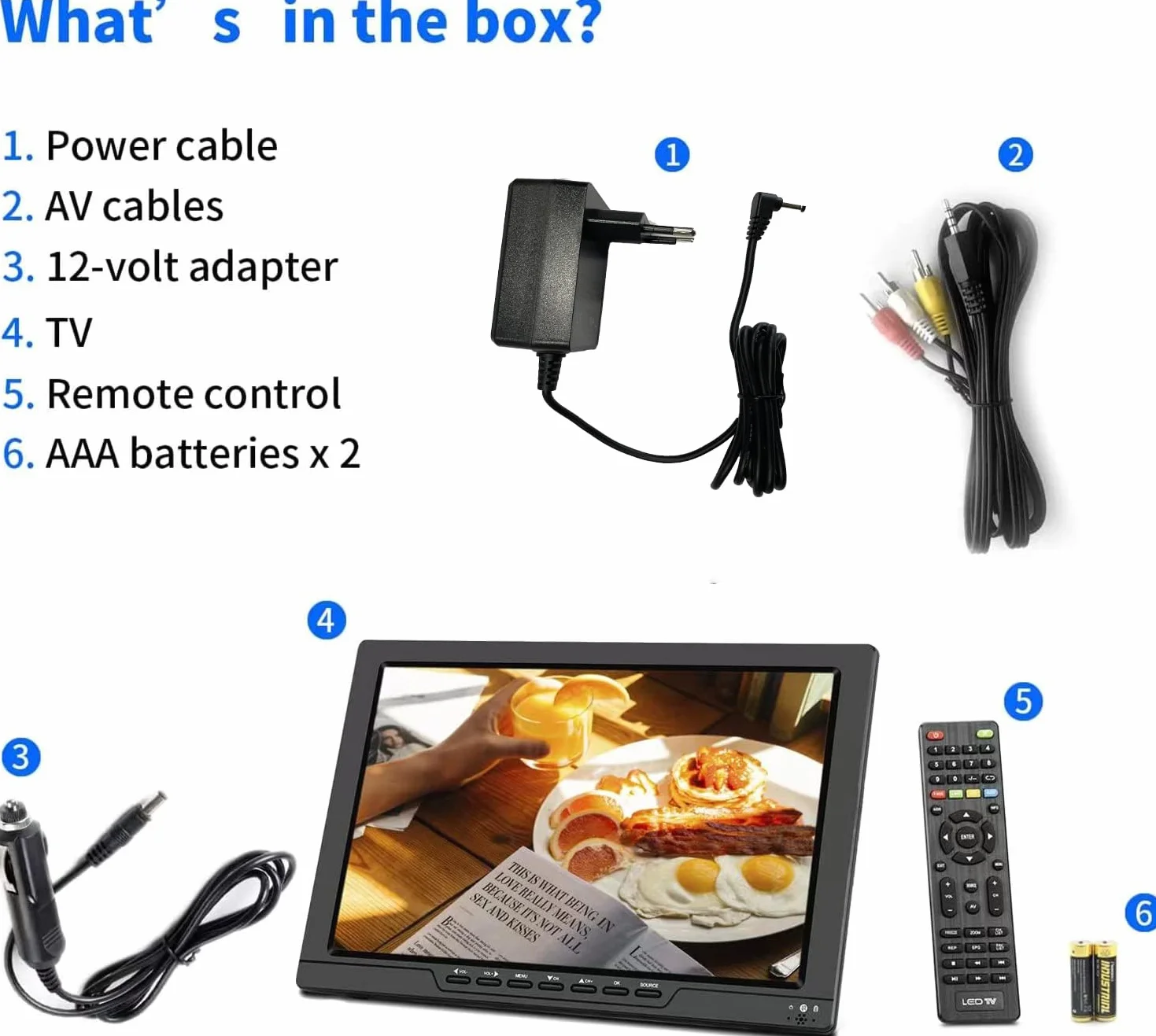 Przenośny telewizor cyfrowy 14-calowy LCD DVB-T2 Freeview USB HDMI