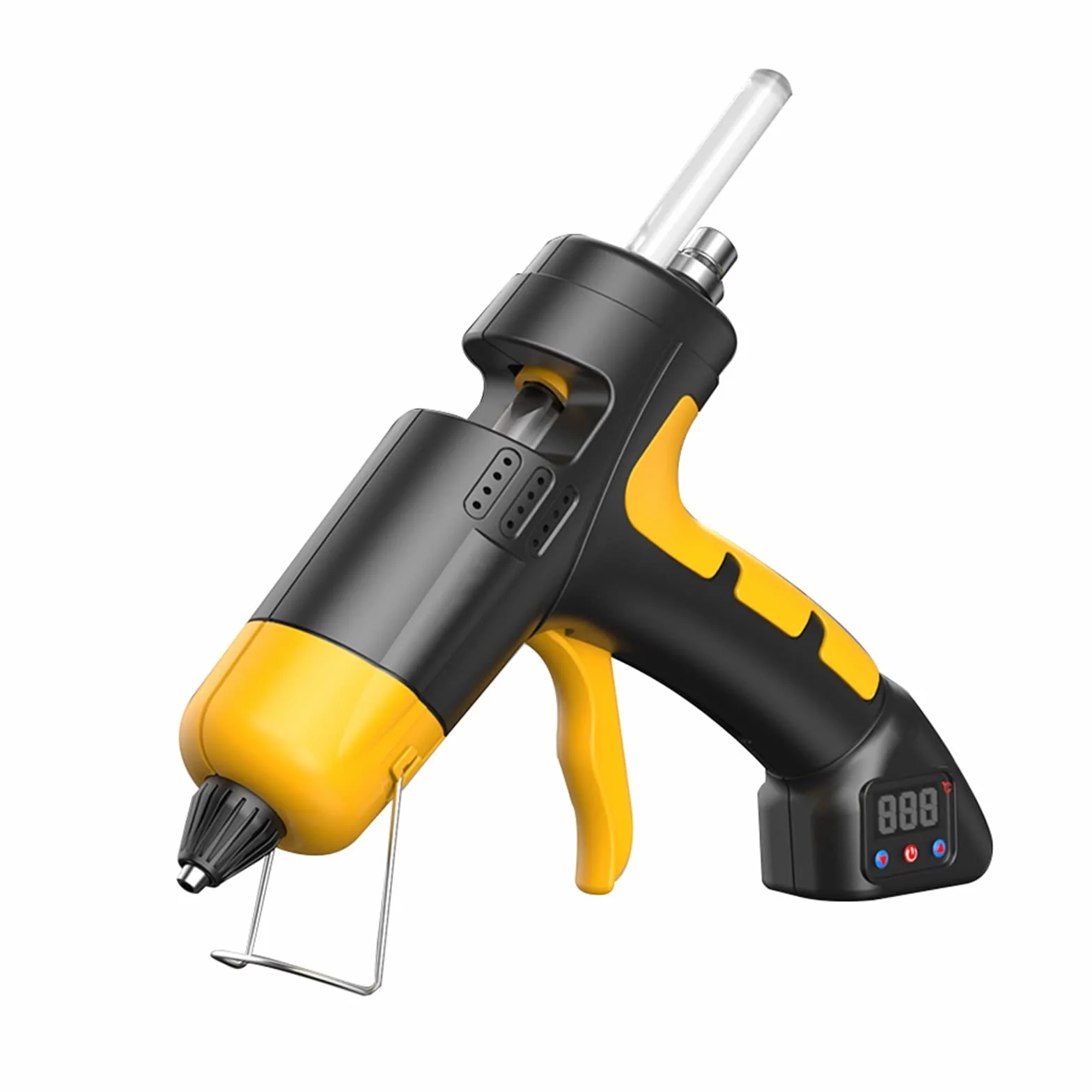 Szybkie podgrzewanie 60w bezprzewodowy akumulator litowy pistolet do klejenia na gorąco cyfrowy wyświetlacz regulacja temperatury użyj 7mm klej w sztyfcie bezprzewodowe narzędzie do naprawy(SET-1)
