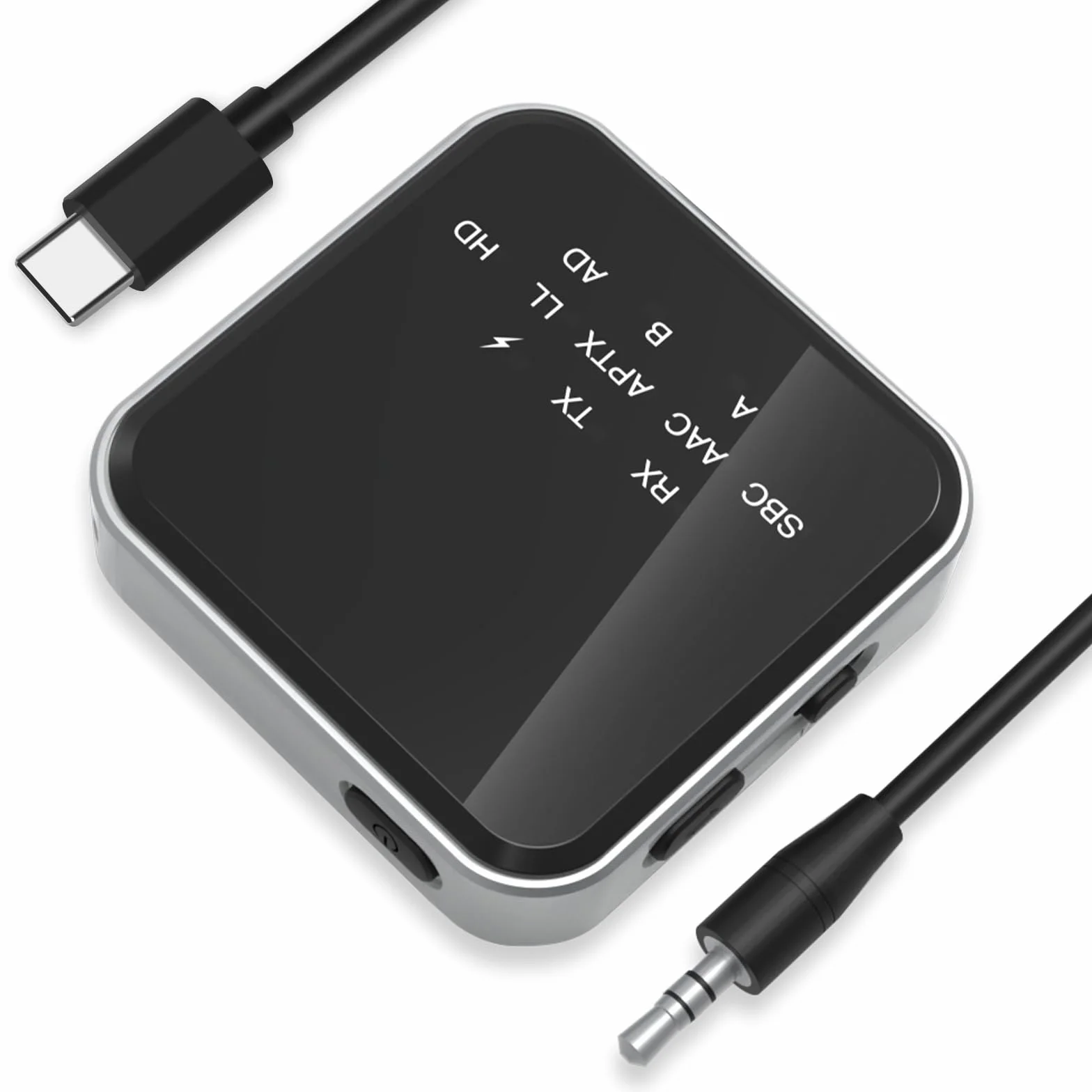 Nadajnik Odbiornik Bluetooth 5.2 z kablem audio 3,5 mm, podwójne wyjścia AUX, niska latencja do TV i słuchawek