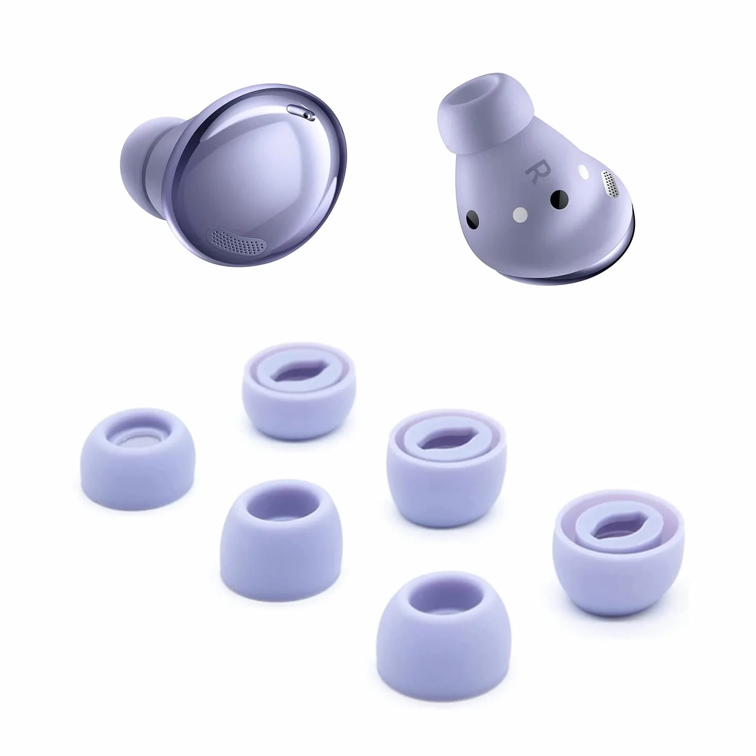 Adhiper Zatyczki do uszu Samsung Galaxy Buds Pro, silikonowe, 3 rozmiary, redukujące hałas, fioletowe