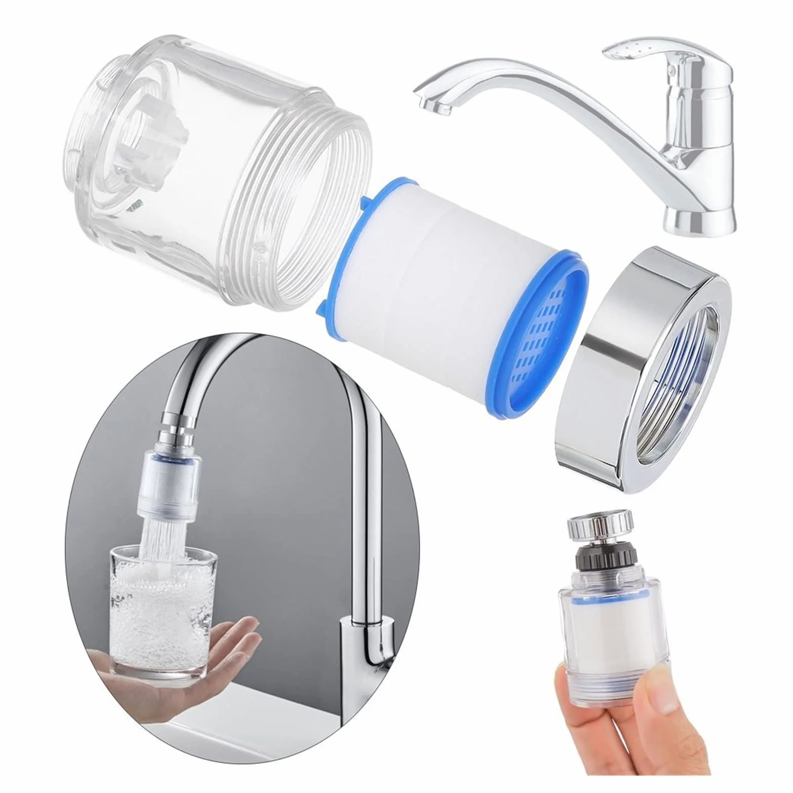 Perlator do kranu Adapter do kranu Aerator do kranu, zlew kuchenny, kran ze spryskiwaczem, aerator do kranu, regulowany rozpylacz, filtr, dyfuzor, dysza oszczędzająca wodę, złącze przedłużacza do kran