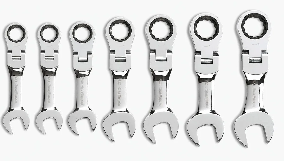 GearWrench Zestaw kluczy płasko-oczkowych 7 szt. 12 Pt. Stubby Flex Head, SAE - 9570
