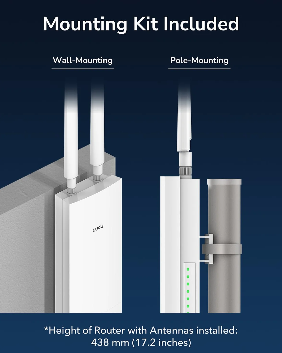 Cudy AC1200 zewnętrzny dwupasmowy wzmacniacz punkt dostępu router WISP pasywne PoE 24 V ochrona przed odgromami -40°C do 60°C