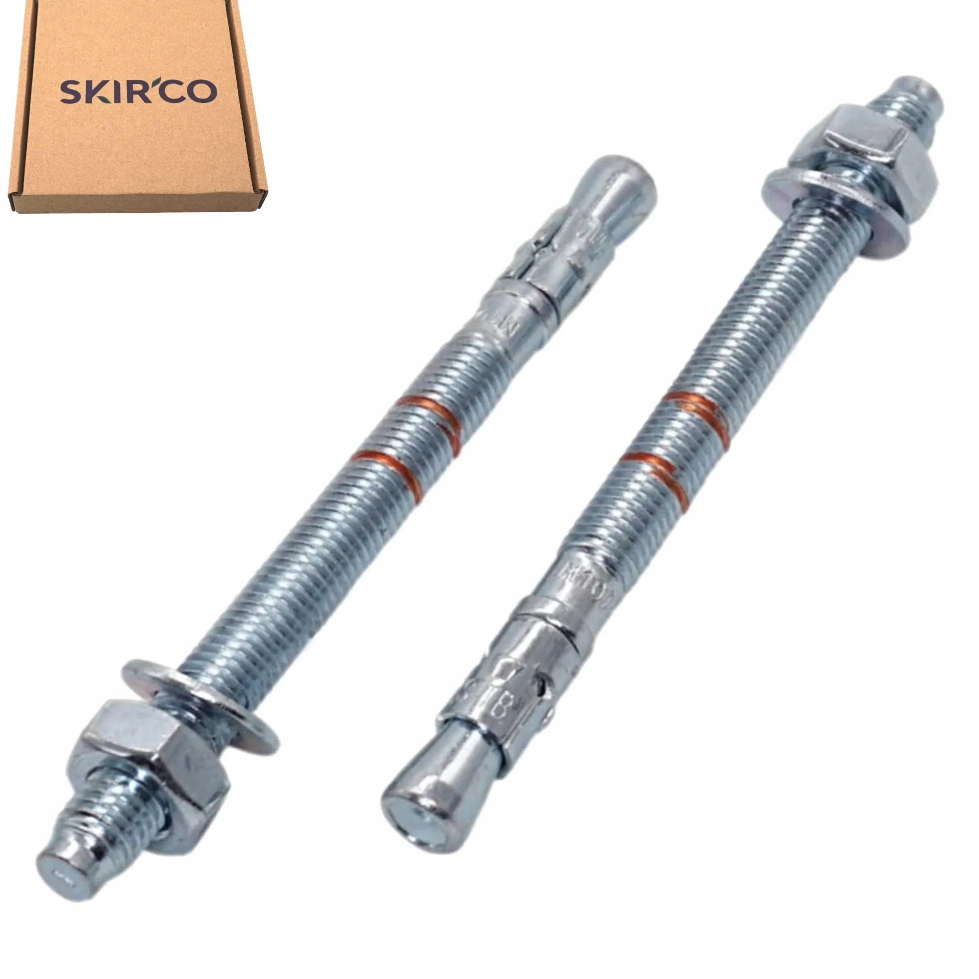 SKIR'CO (2 szt.) Ocynkowane kotwy klinowe M10 x 150 mm, metalowe kołki, śruby kotwiące, śruby rozporowe do muru i betonu