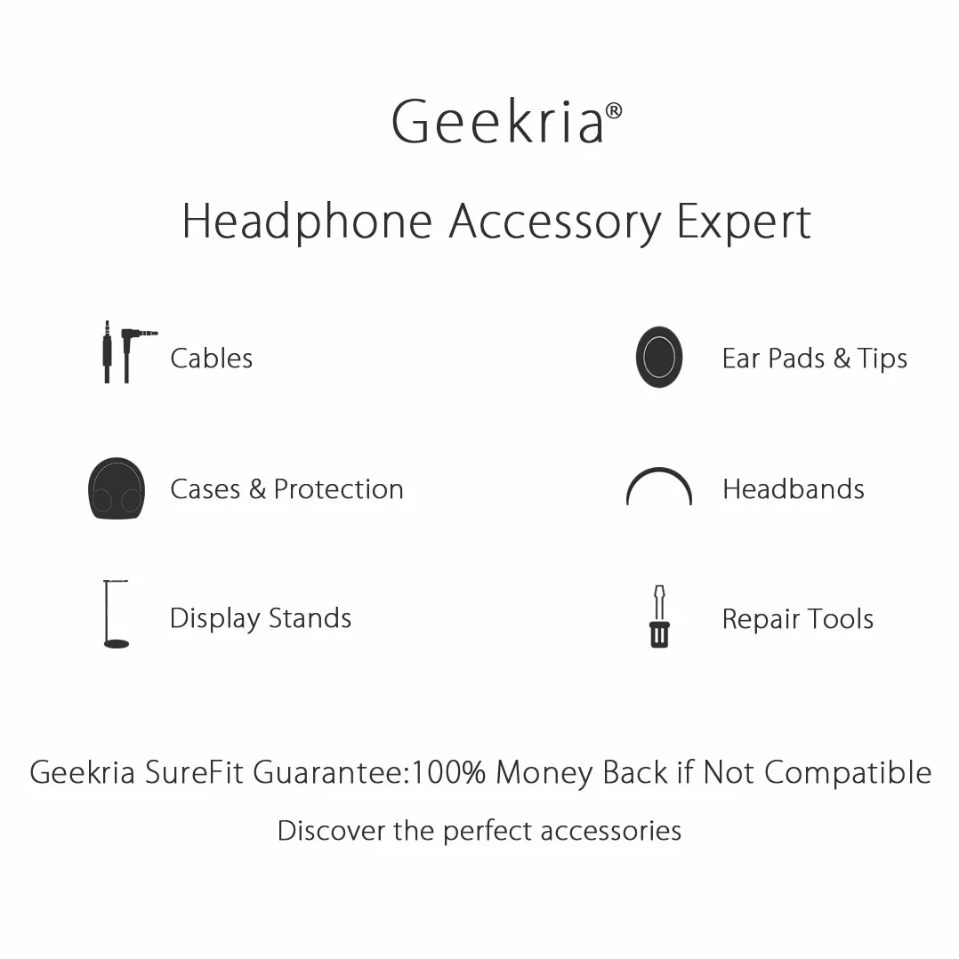 Geekria Opaska na głowę z elastycznej tkaniny, kompatybilna z ATH-MSR7, ATH-MSR7NC, ATH-MSR7BK, ATH-MSR7GM, zamienna część naprawcza, łatwa instalacja DIY (czarna)