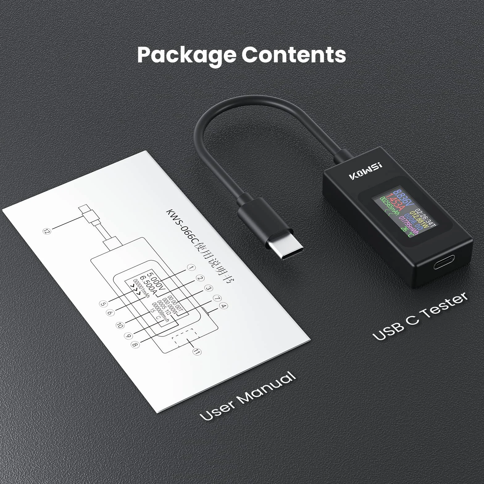 YOJOCK USB C Tester Miernik Mocy 4-30V 0-6.5A Miernik Napięcia i Prądu Multimetr, Pojemność USB, Temperatura, Czas Pracy Amperomierz Woltomierz Detektor ładowarki Banku Mocy