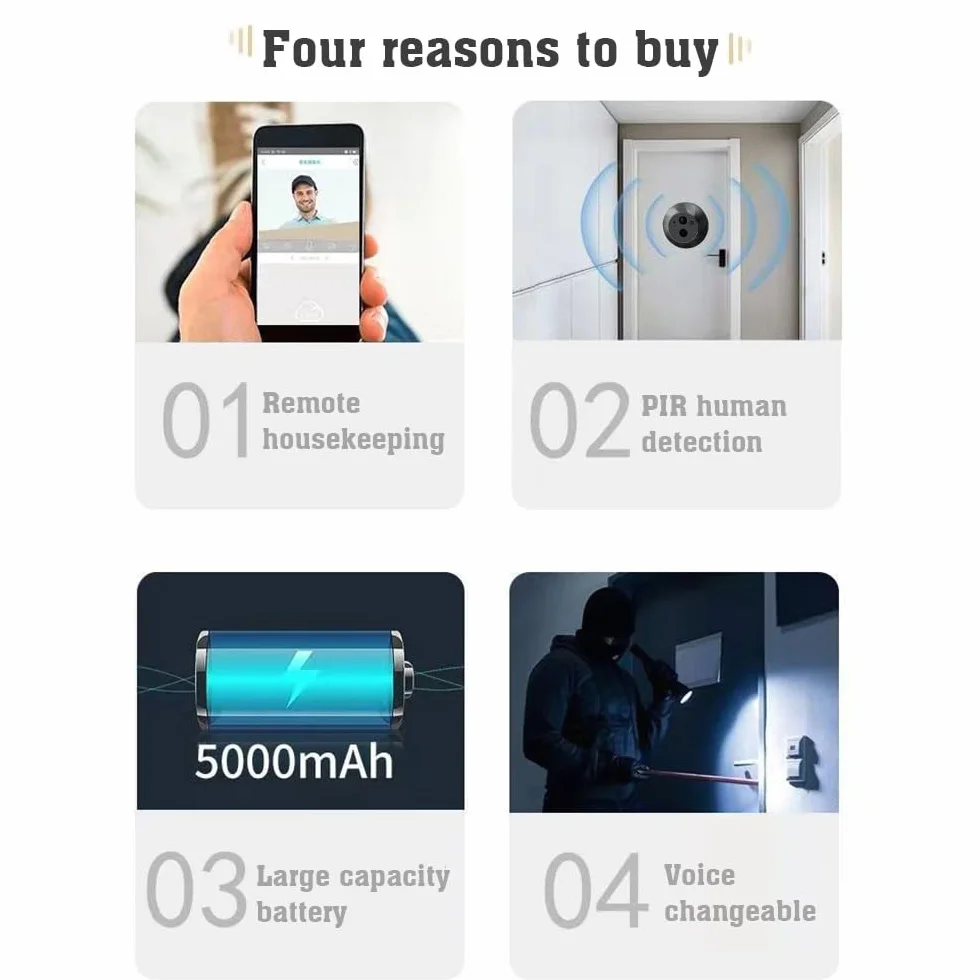 Dzwonek wideo WiFi do kamery Apartament wizjer 4,3 cala Kolorowy ekran Smart TY 1080P PIR Wykrywanie ruchu Wyświetlacz kamery alarmowej