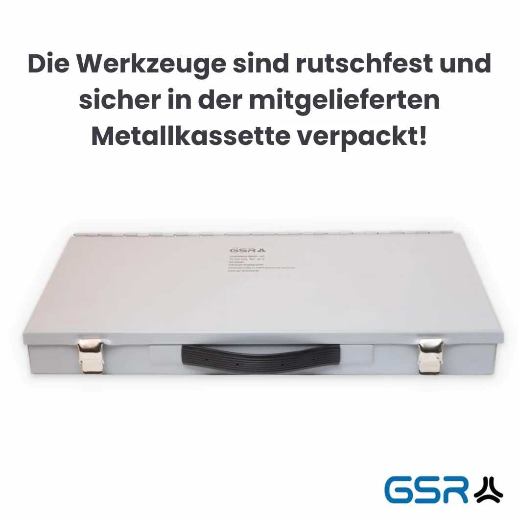 GSR Profesjonalny asortyment gwintowników, 45-częściowy, zestaw gwintowników metrycznych, zestaw gwintowników HSS-G, M3-M12, gwintowniki i narzynki, wiertło rdzeniowe, narzędzia mocujące, ze stalową