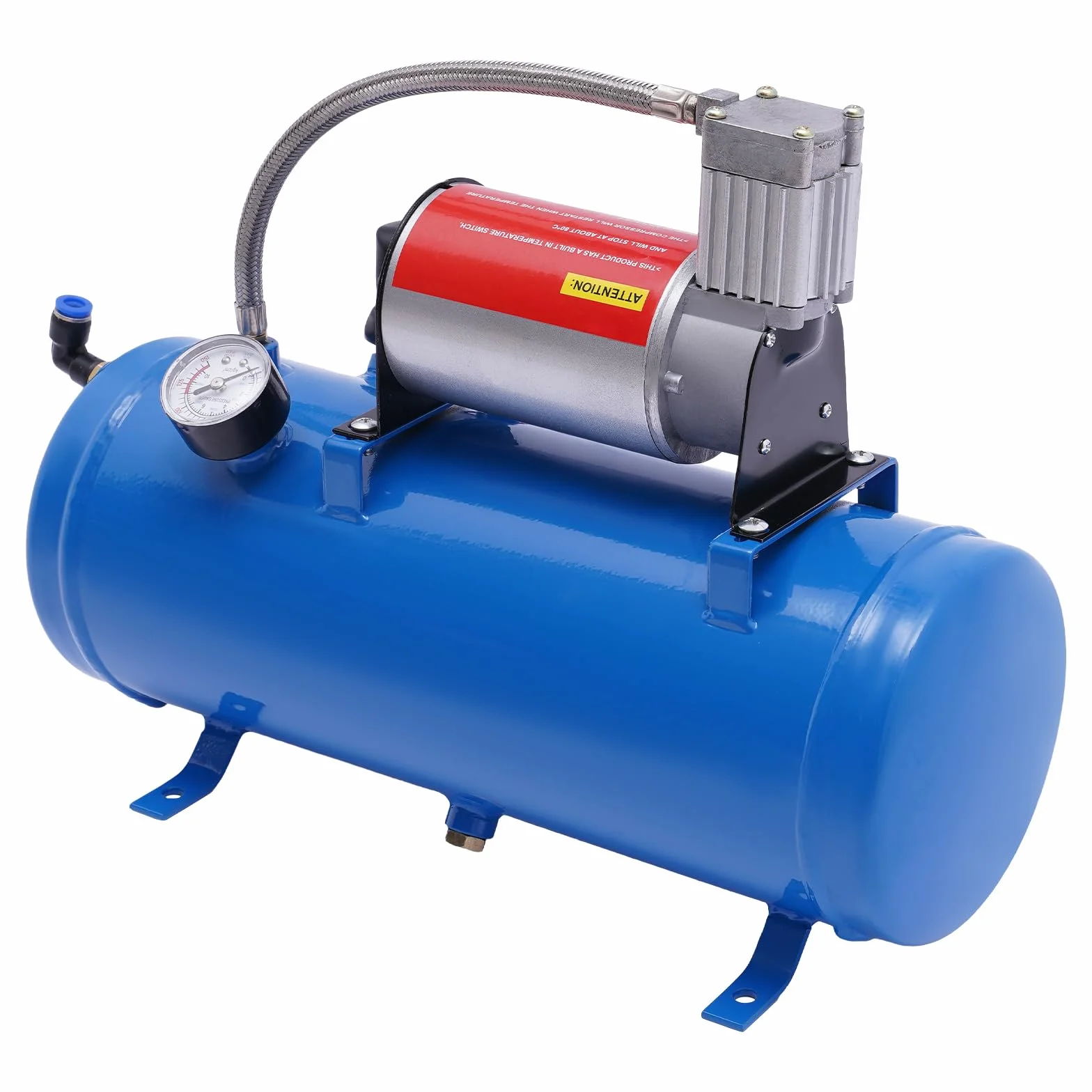 Sprężarka powietrza 12 V ze zbiornikiem 6 l, 100 psi, kompresor sprężonego powietrza, zestaw zbiorników do klaksonu samochodowego, do pompowania opon, ciężarówek, SUV-ów