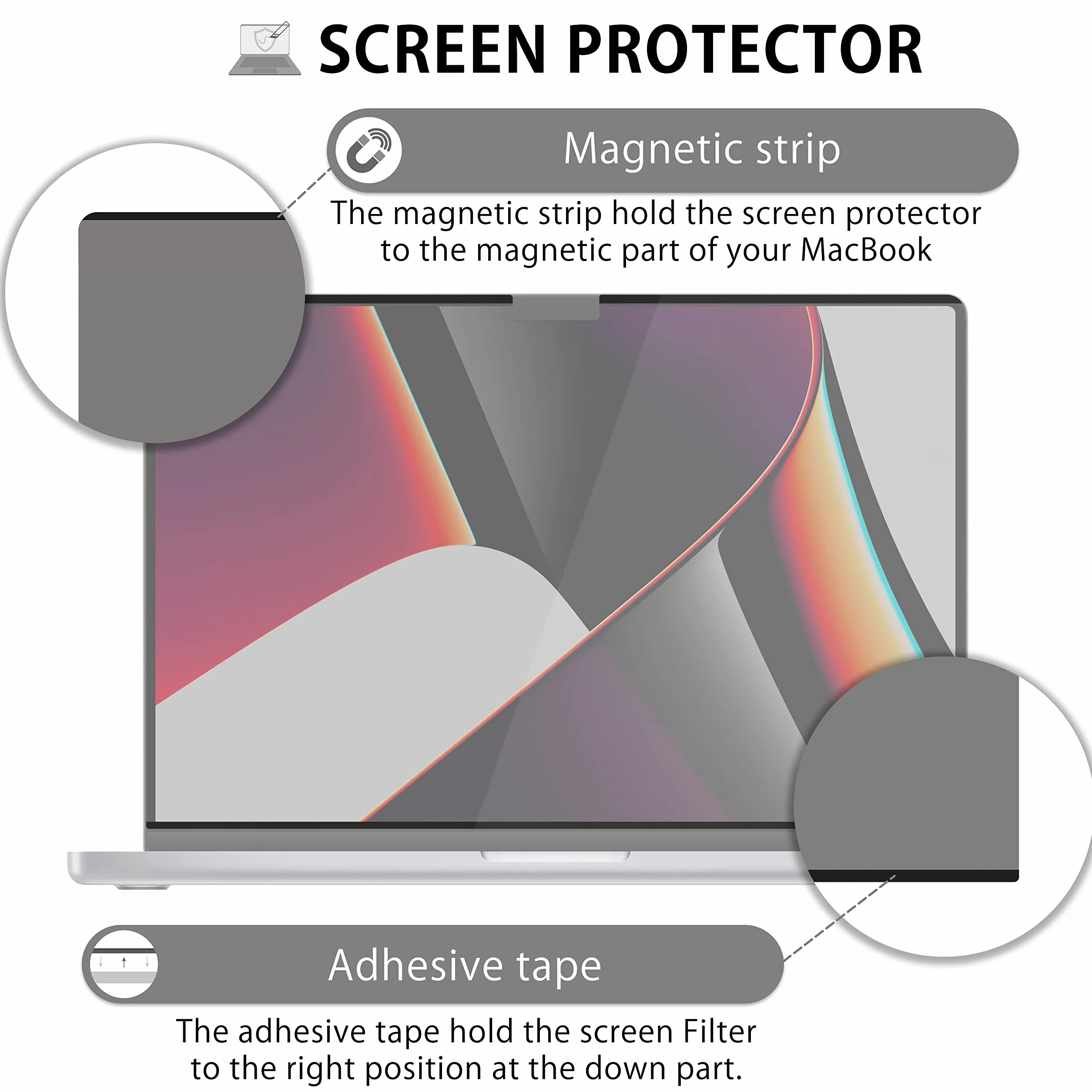 MyGadget Ochrona ekranu Anti Spy do MacBook Pro 14 A2442 A2779 A2992 magnetyczny filtr prywatności