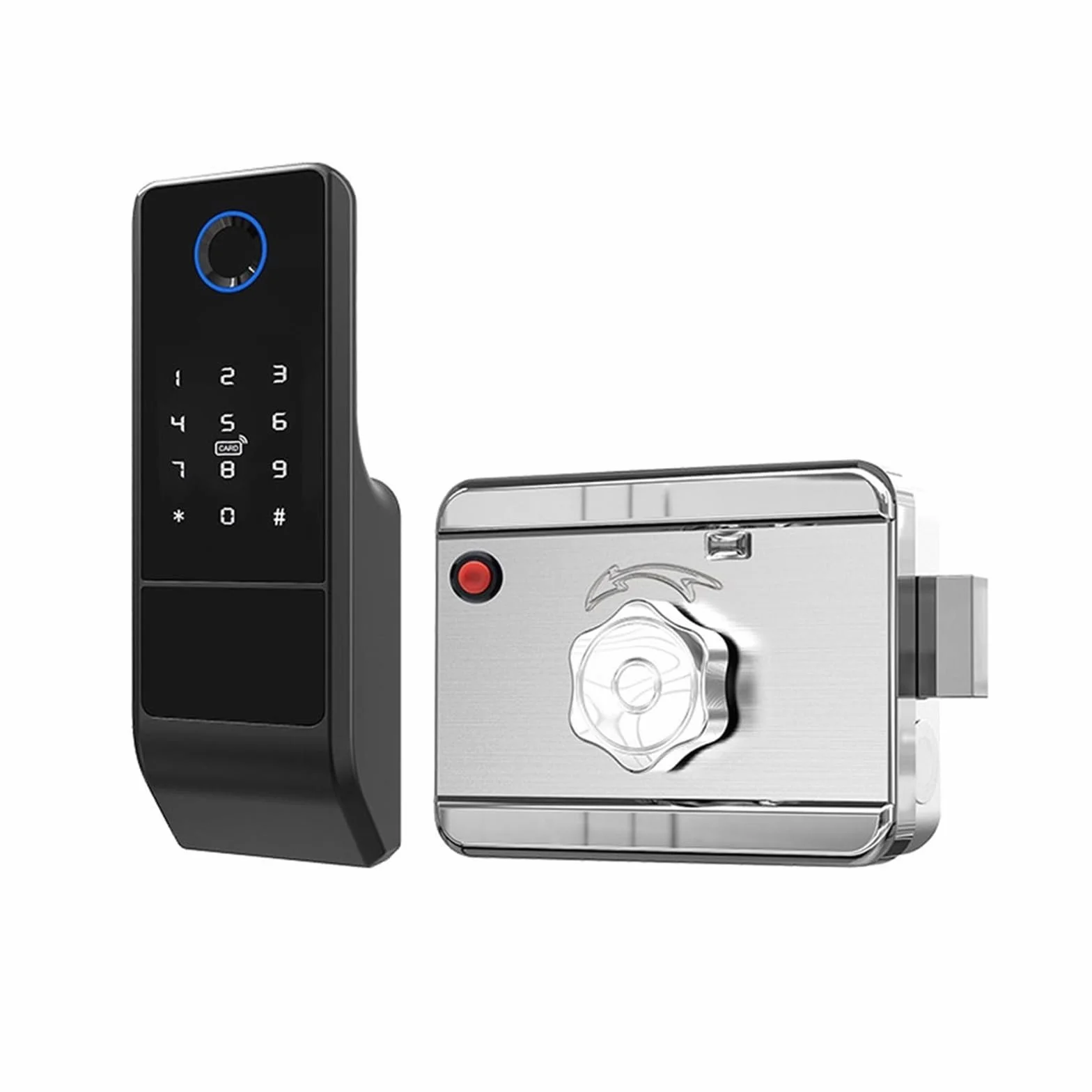 Wodoodporny, inteligentny zamek do drzwi z czytnikiem linii papilarnych, brama zewnętrzna Bluetooth, zasuwka na hasło + klucz mechaniczny(A)