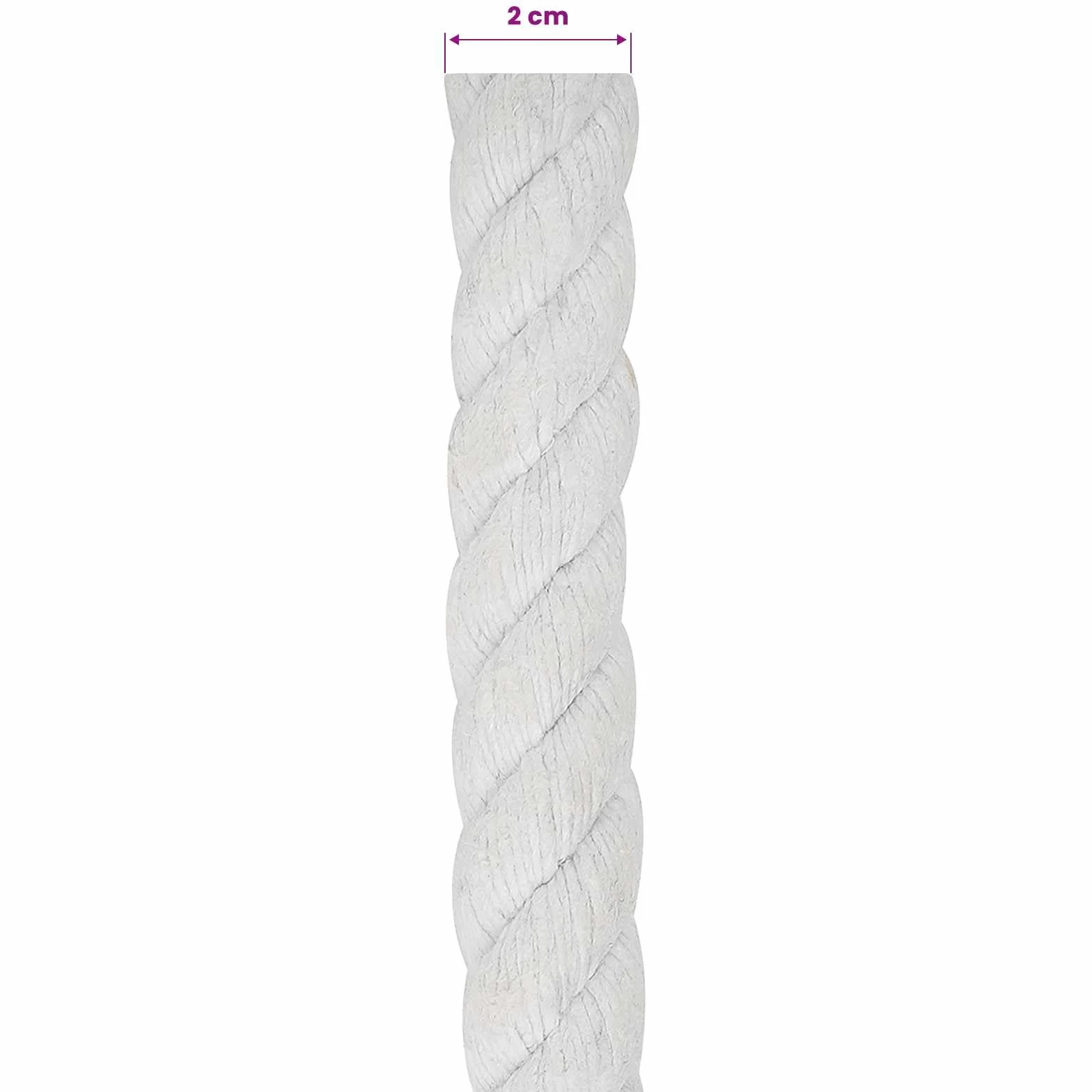 Linka bawełniana, biała, 2 x 2 cm, 100 m, 3-warstwowa, trwała, elastyczna, do ogrodu, na kemping, warsztat, do mocowania i kreatywnych projektów