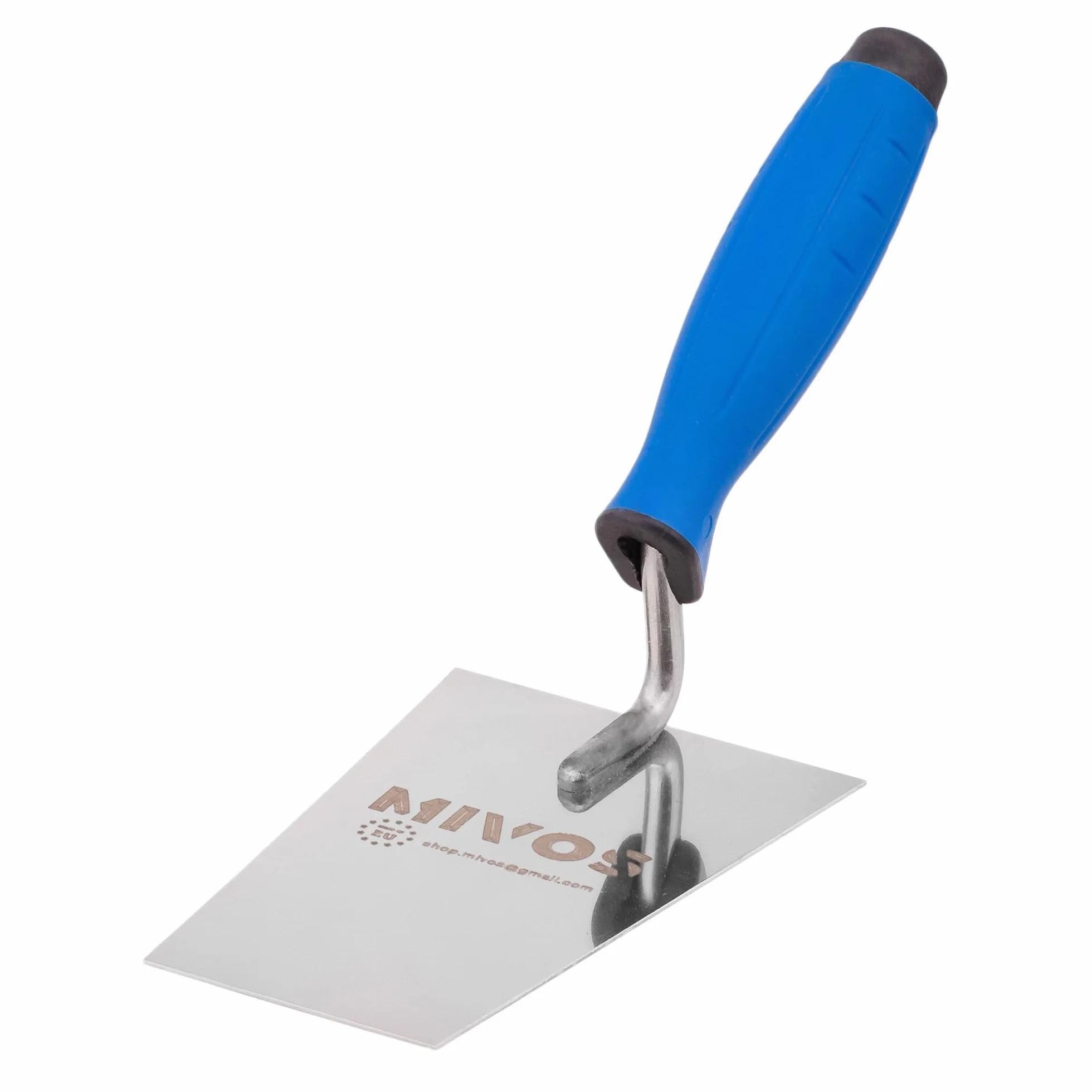 Mivos Kielnia trapezowa ze stali nierdzewnej 140 x 70 mm – nierdzewna kielnia murarska 140 mm z gumowym uchwytem – kielnia tynkarska do prac murarskich – paca wygładzająca trapezowa, wyprodukowana w