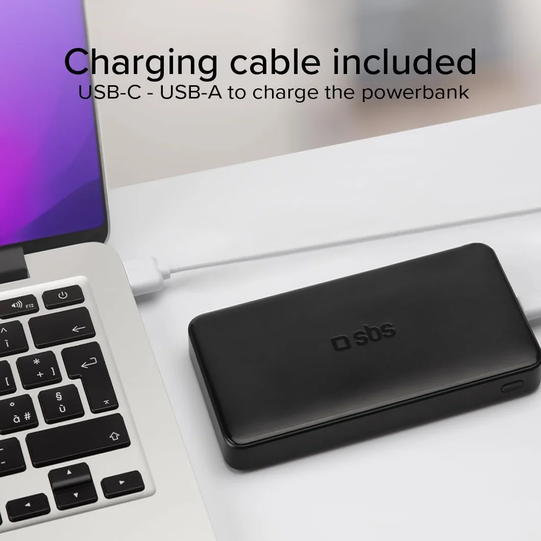SBS PowerBank 20K SLIM 20000mAh Power Bank Szybkie Ładowanie USB-C USB-A Czarny