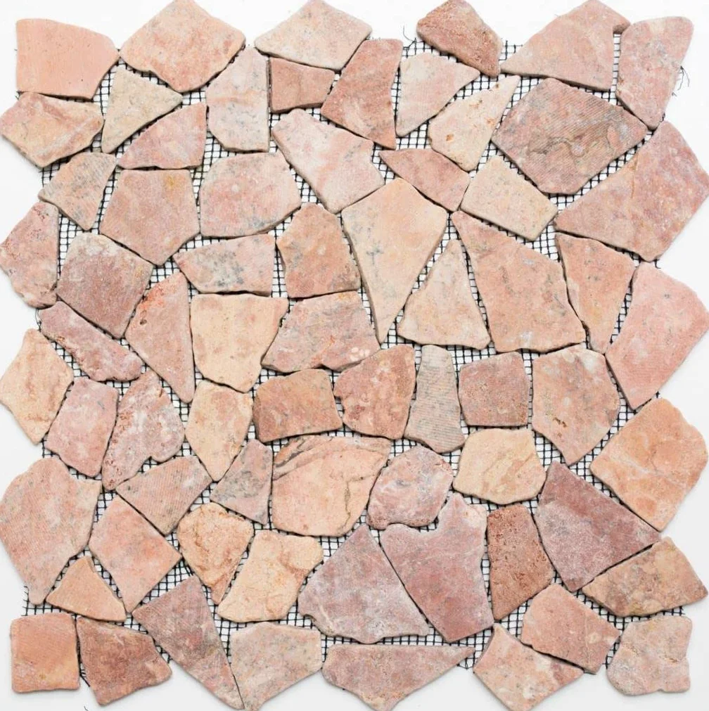 Mosaik-Netzwerk Płytka mozaikowa pęknięcie/Ciot uni Rossoverona marmur kamień naturalny kuchnia, kamień mozaikowy format: 15-69x8 mm, wymiary arkusza: 305x305 mm, 1 arkusz/mata