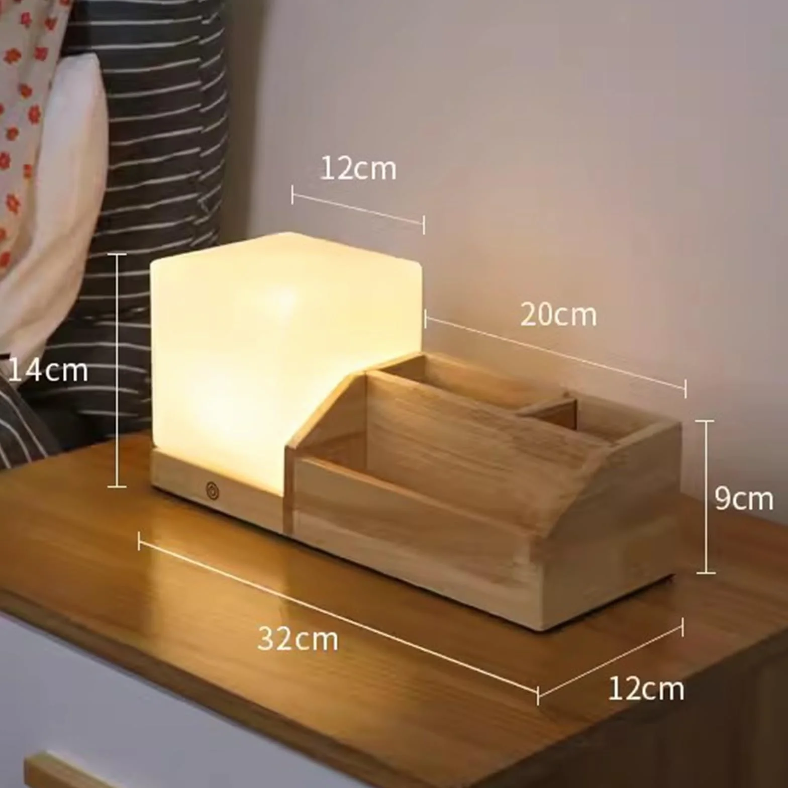 Lampki nocne Lampa stołowa Lampka nocna Lampka nocna Sypialnia Łatwe ładowanie Pilot zdalnego sterowania Wielofunkcyjne przechowywanie Drewniana szafka nocna w akademiku