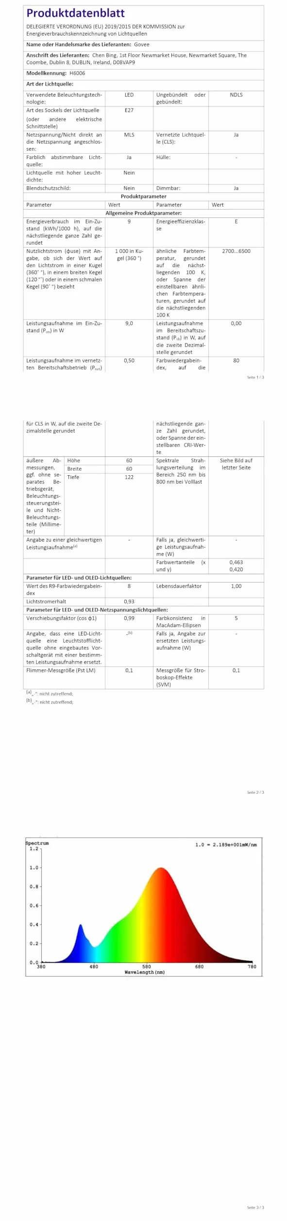 Govee Inteligentna żarówka E27, 1000 lm, Alexa RGBWW, możliwość ściemniania, Wi-Fi i Bluetooth, inteligentna żarówka 75 W, 54 sceny, 16 milionów kolorów DIY, 1 sztuka