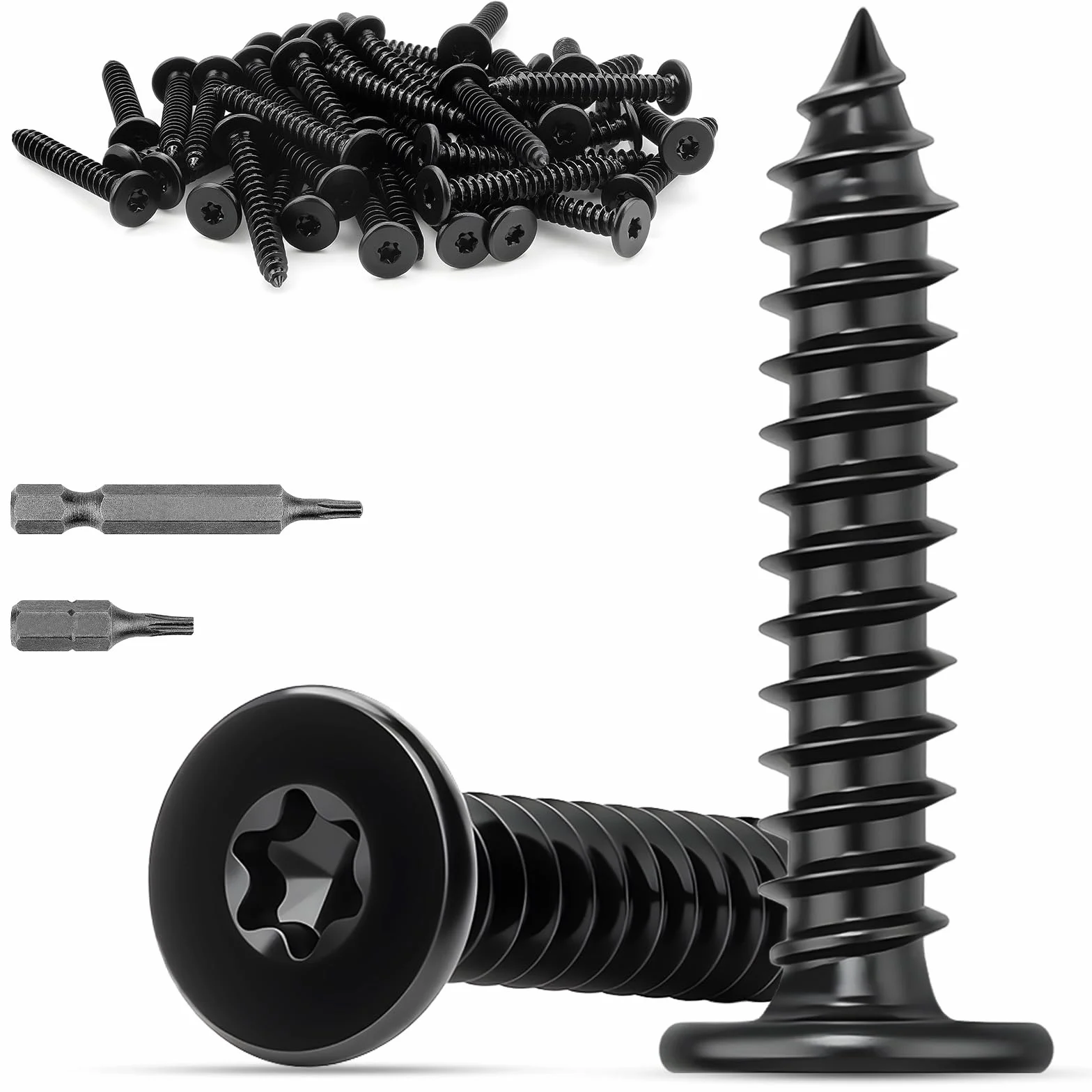Wkręty do drewna M4 x 10 mm, stal nierdzewna, 100 sztuk, wkręty samogwintujące Torx, czarne, śruby ze stali nierdzewnej, wkręty do drewna, wkręty z płaskim łbem