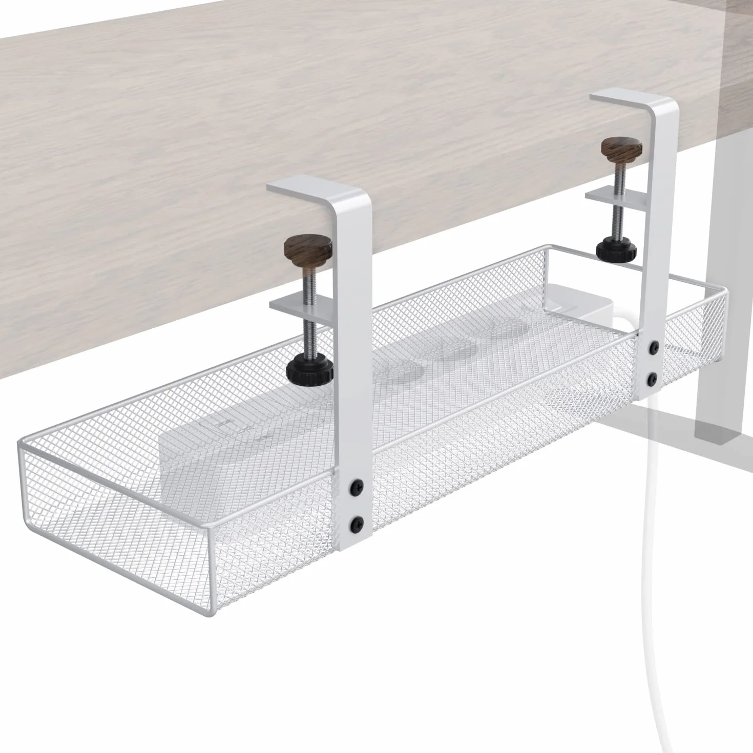 KD Essentials – Uchwyt na kable do biurka, biały | M, design siateczki, organizer kabli