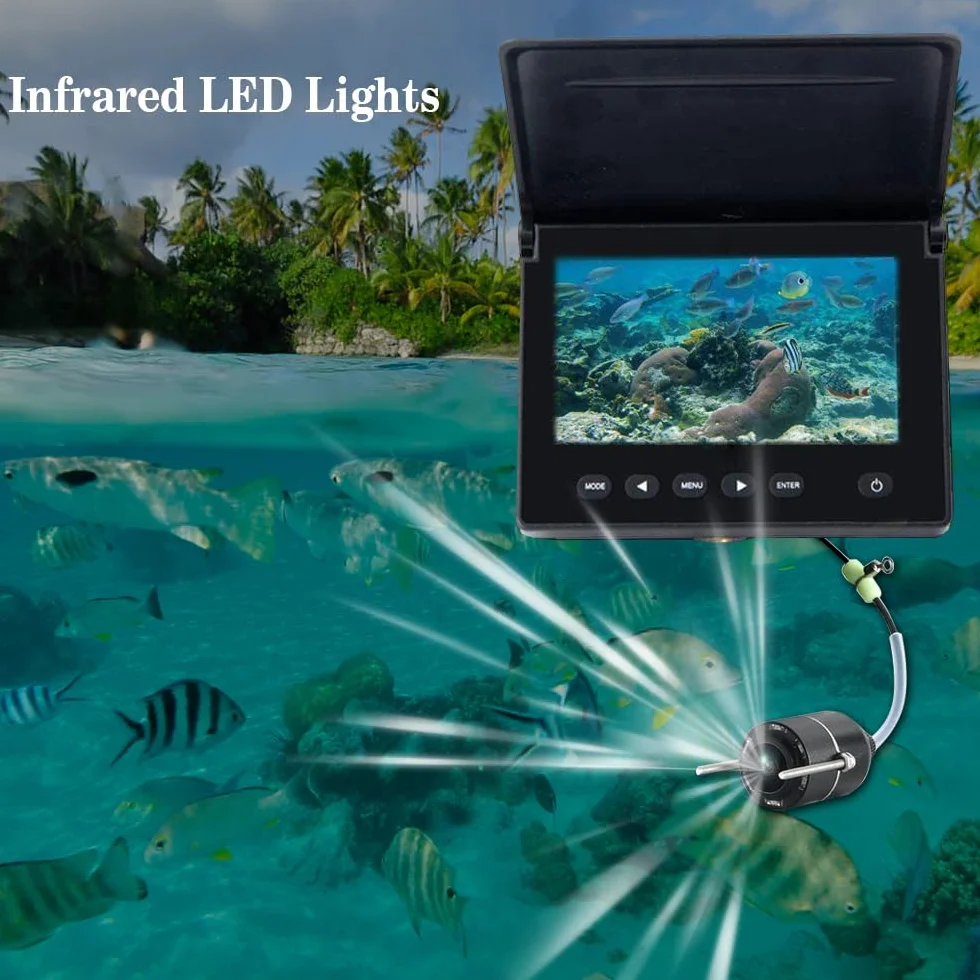 LUCKY podwodna kamera wędkarska z wykrywaczem ryb LED i monitorem LCD