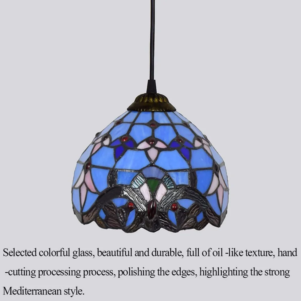 Niebieski styl barokowy szklana lampa wisząca witraż nowoczesny żyrandol 6 cali szeroka rustykalna szklana lampa wisząca do wyspy kuchennej jadalnia bar oświetlenie wewnętrzne Star of Light