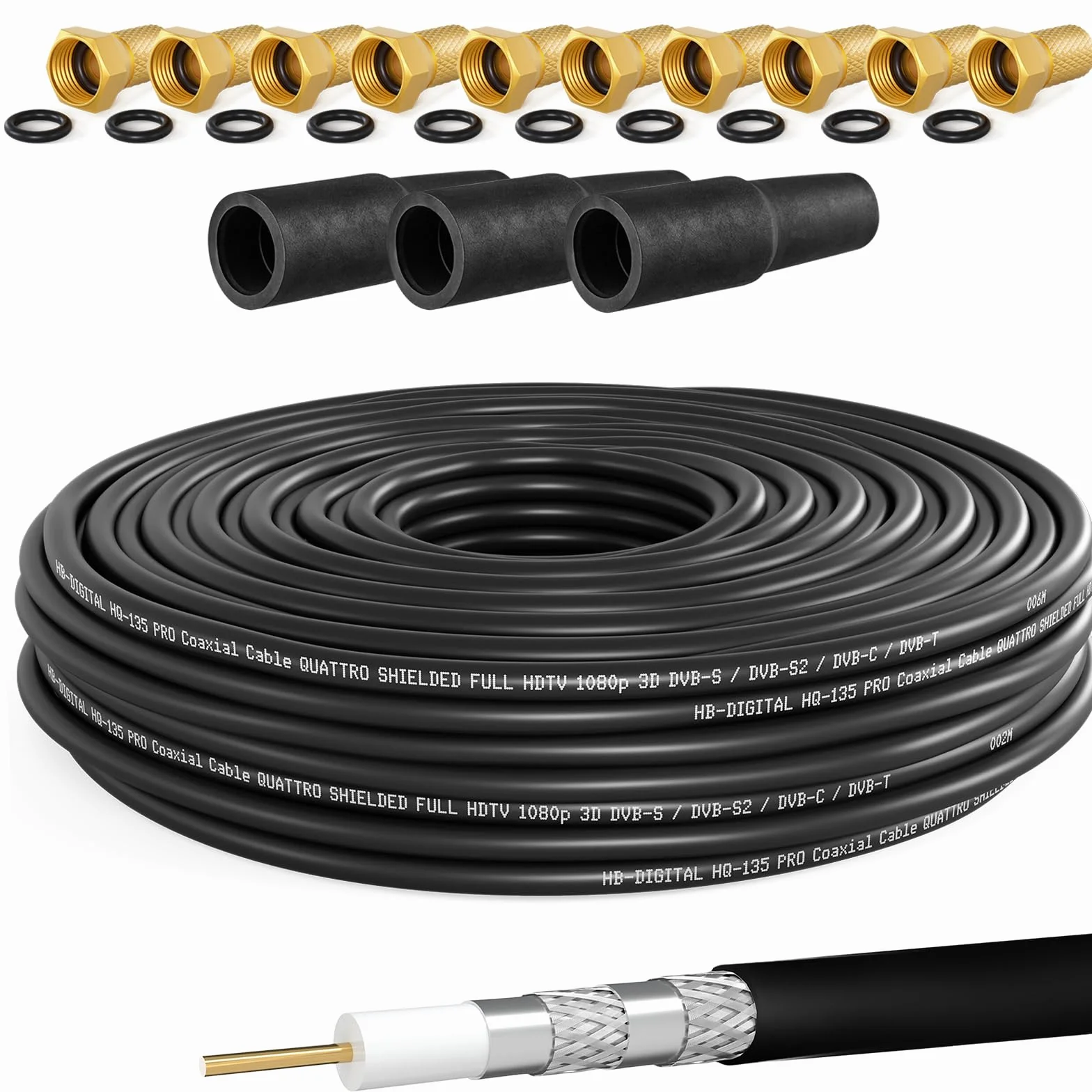 Kabel koncentryczny SAT HQ135 PRO 20 m ekranowany DVB-S/S2 DVB-C/C2