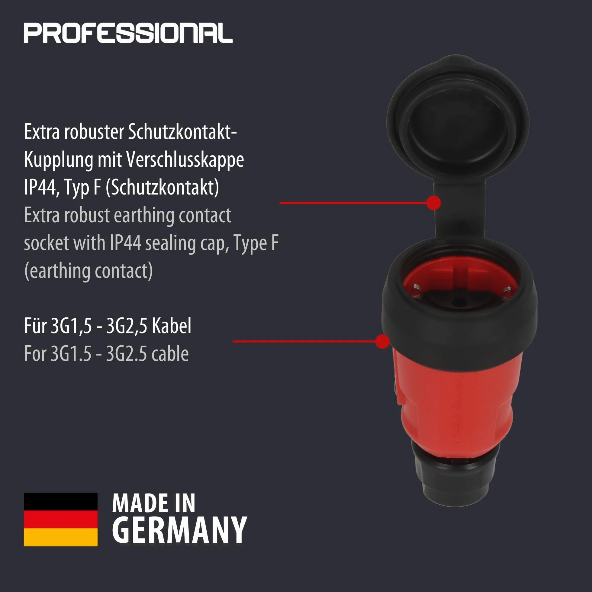 Brennenstuhl Professional IP44 łącznik (nadaje się do użytku na zewnątrz, Made in Germany)