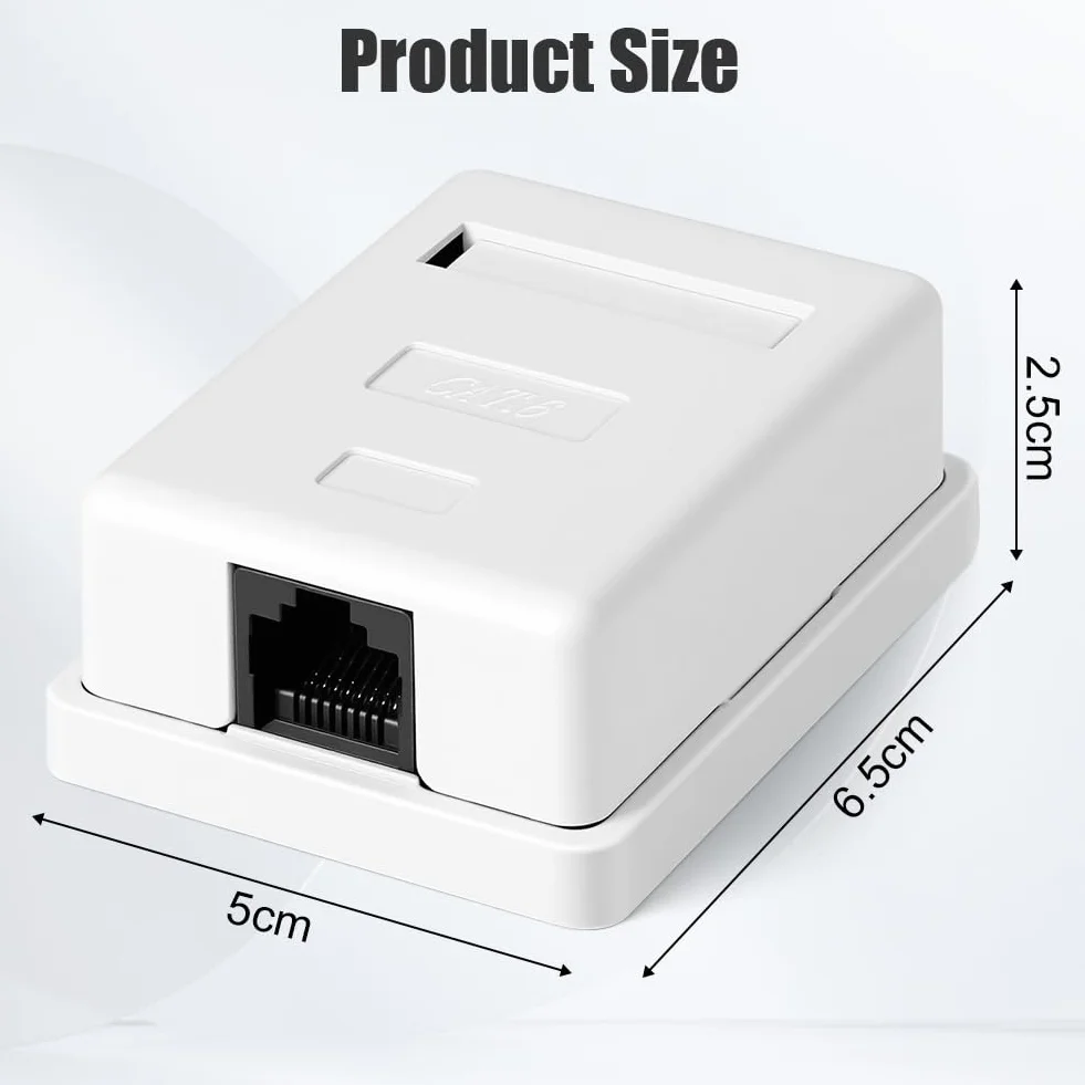 CAT 6A gniazdo sieciowe natynkowe, 2 sztuki, 1 port RJ45, ekranowane gniazdo przyłączeniowe 10 Gbit/s Ethernet sieć LAN gniazdko do ściany, biura, domu, przemysłu