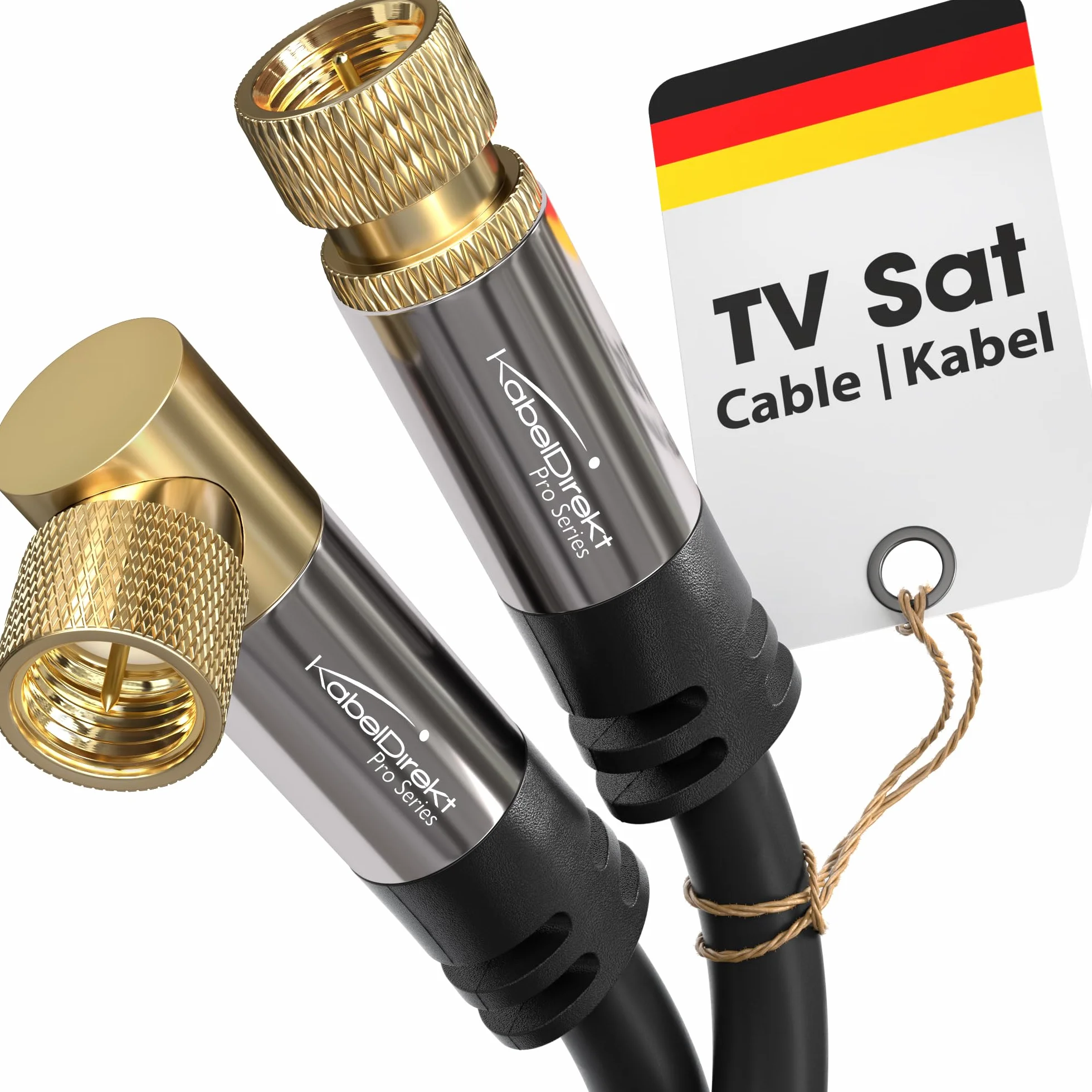 KabelDirekt Kabel Antenowy Koncentryczny 3m 4K TV F-SAT 90°/prosty DVB-T/C/S/S2