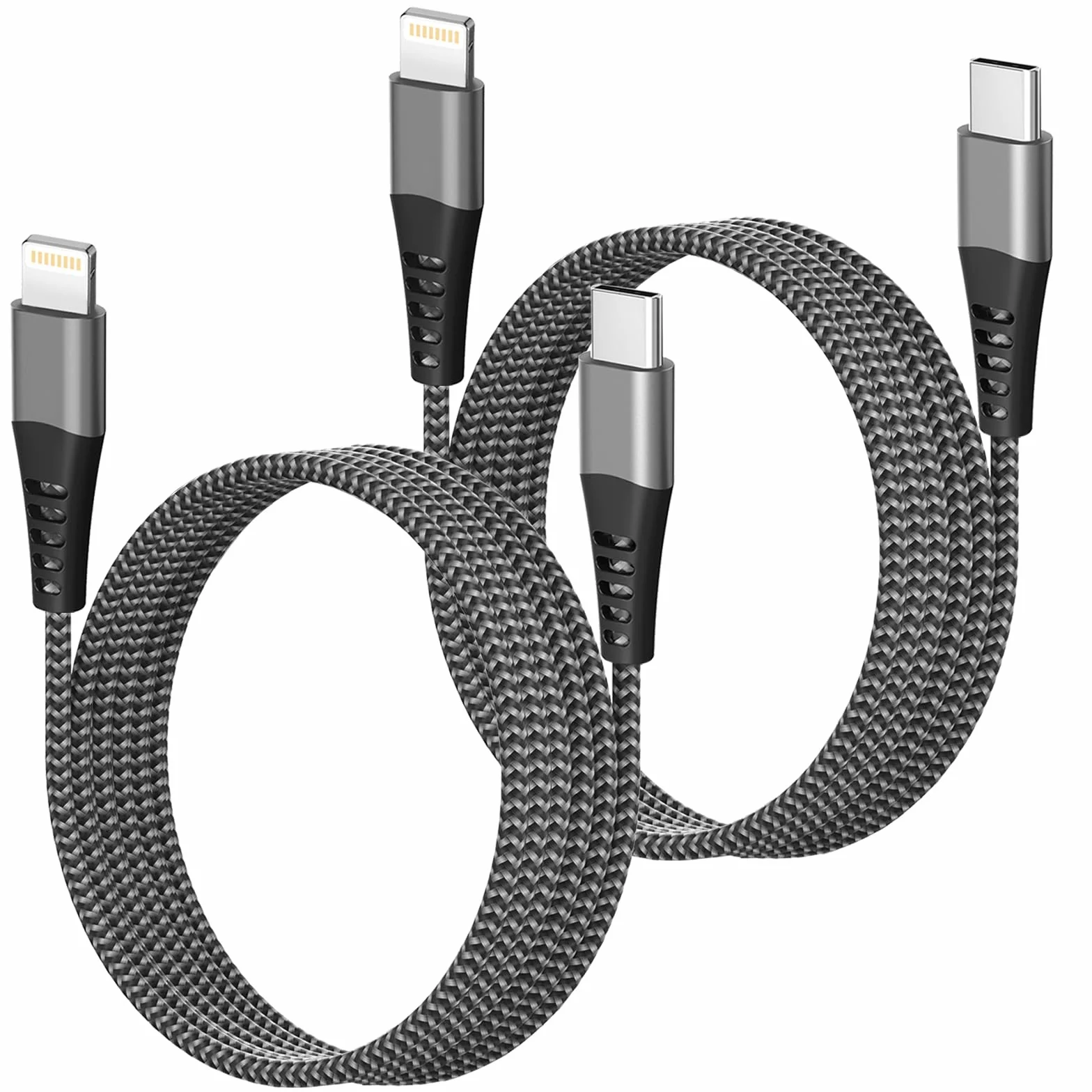 Kabel USB C do Lightning 2m zestaw 2 szt MFi szybkie ładowanie nylonowy oplot do iPhone'a 14 13 12 11 Pro Max X 8 Plus