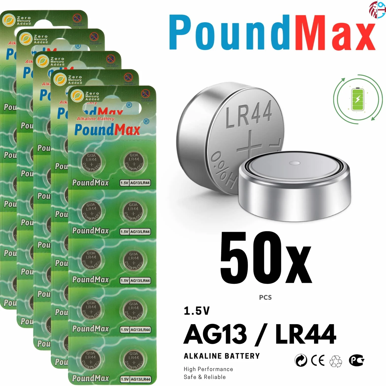 PoundMax AG13 LR44 1,5 V alkaliczna bateria guzikowa