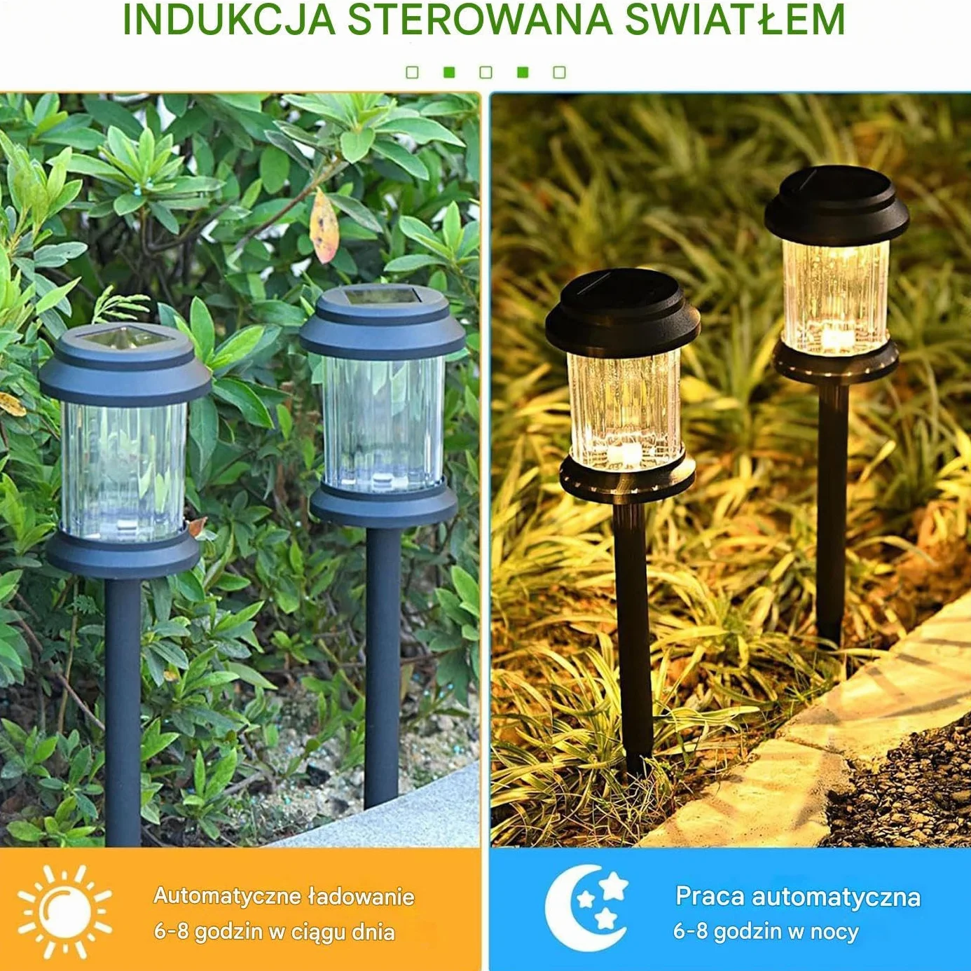 Lampy solarne ścieżkowe Zestaw 6 sztuk wodoodpornych lamp dekoracyjnych LED | Solarne lampy ogrodowe zewnętrzne balkon, park, trawnik, tereny, dziedziniec, patio, rabaty kwiatowe