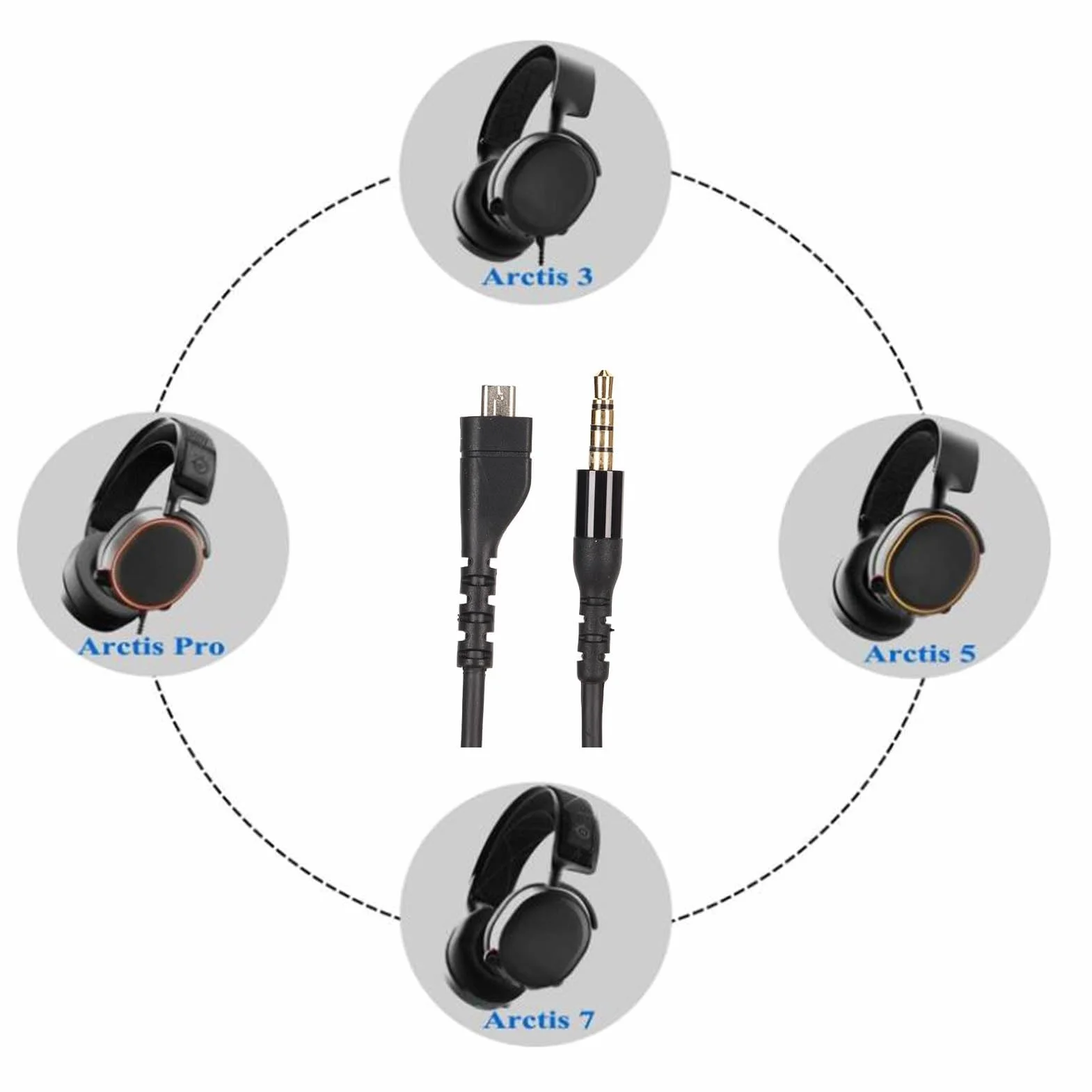Zapasowy Kabel Audio do for Steelseries 3 5 7 Pro Prime, Zamienny Kabel do Gamingowego Zestawu Słuchawkowego