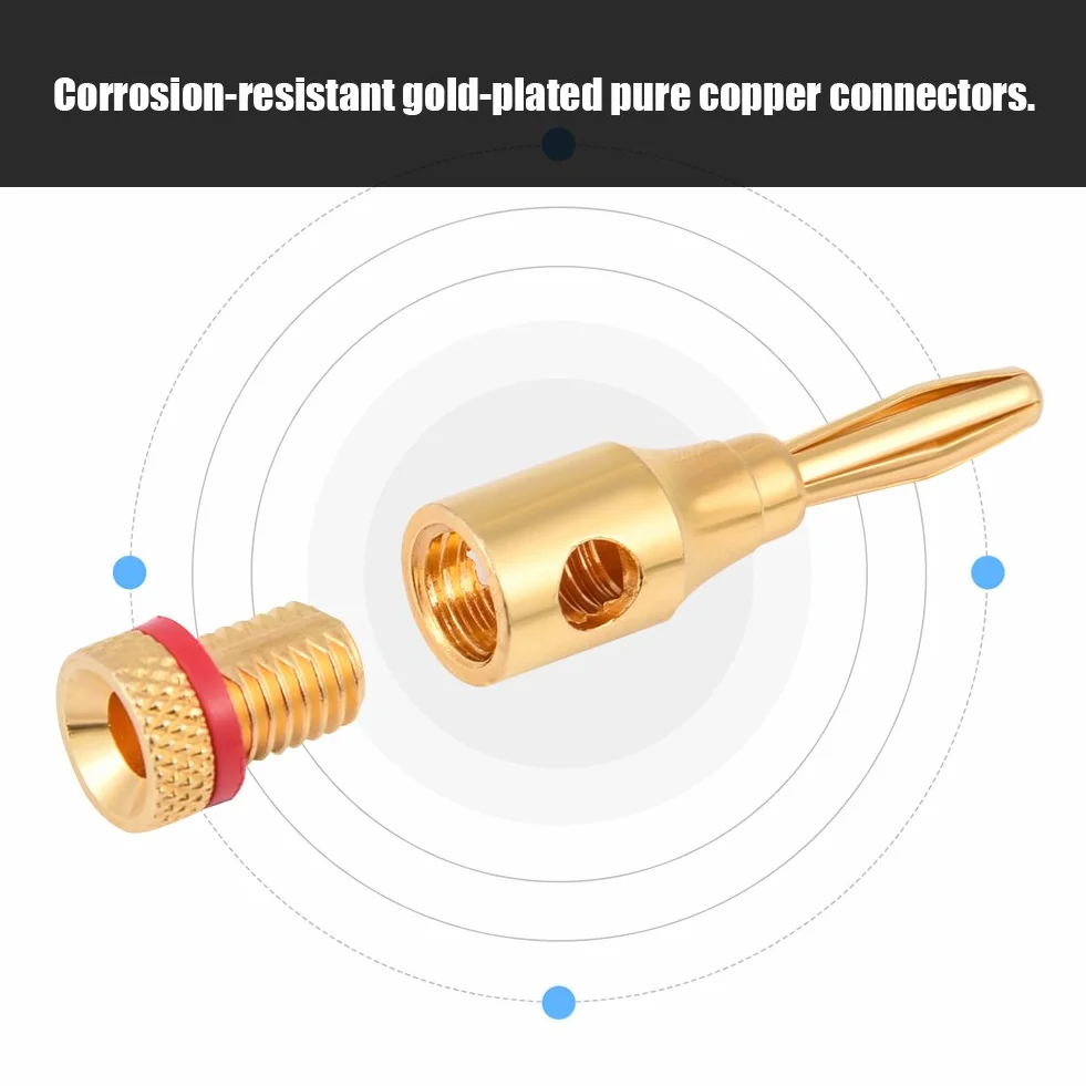 VBESTLIFE Adapter audio bananowy, pozłacany wtyk do głośnika bananowego z czystej miedzi do wzmacniacza lub głośnika, profesjonalne zastosowanie dźwięku - 10-częściowy