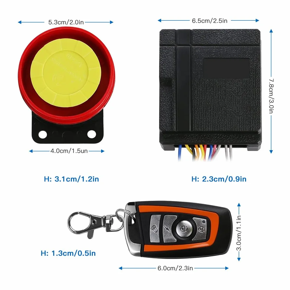 Motocyklowy system alarmowy 12V 125dB uniwersalny wodoodporny bezprzewodowy z 2 pilotami
