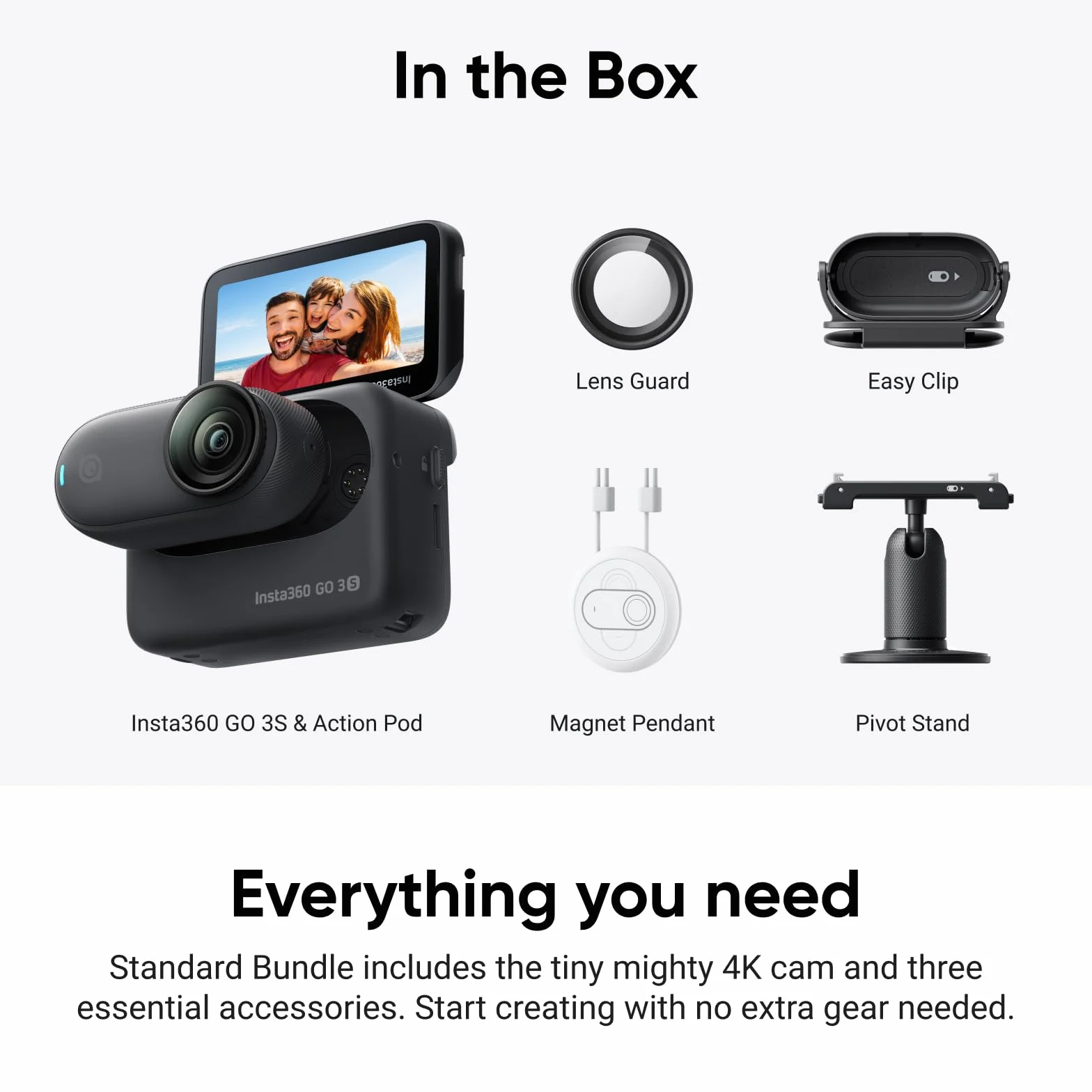 Insta360 GO 3S 128GB kamera 4K wodoodporna 10m stabilizacja AI czarna