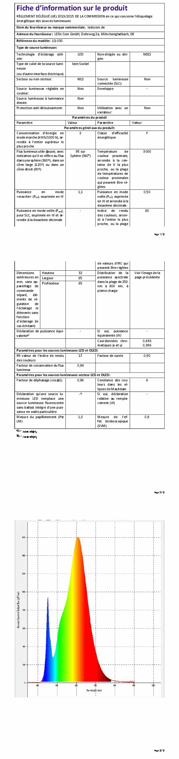 ledscom.de 10 Lampa schodowa LED/wpuszczana lampa ścienna FEX do użytku wewnątrz i na zewnątrz, okrągła, Ø 85 mm, ciepła biel
