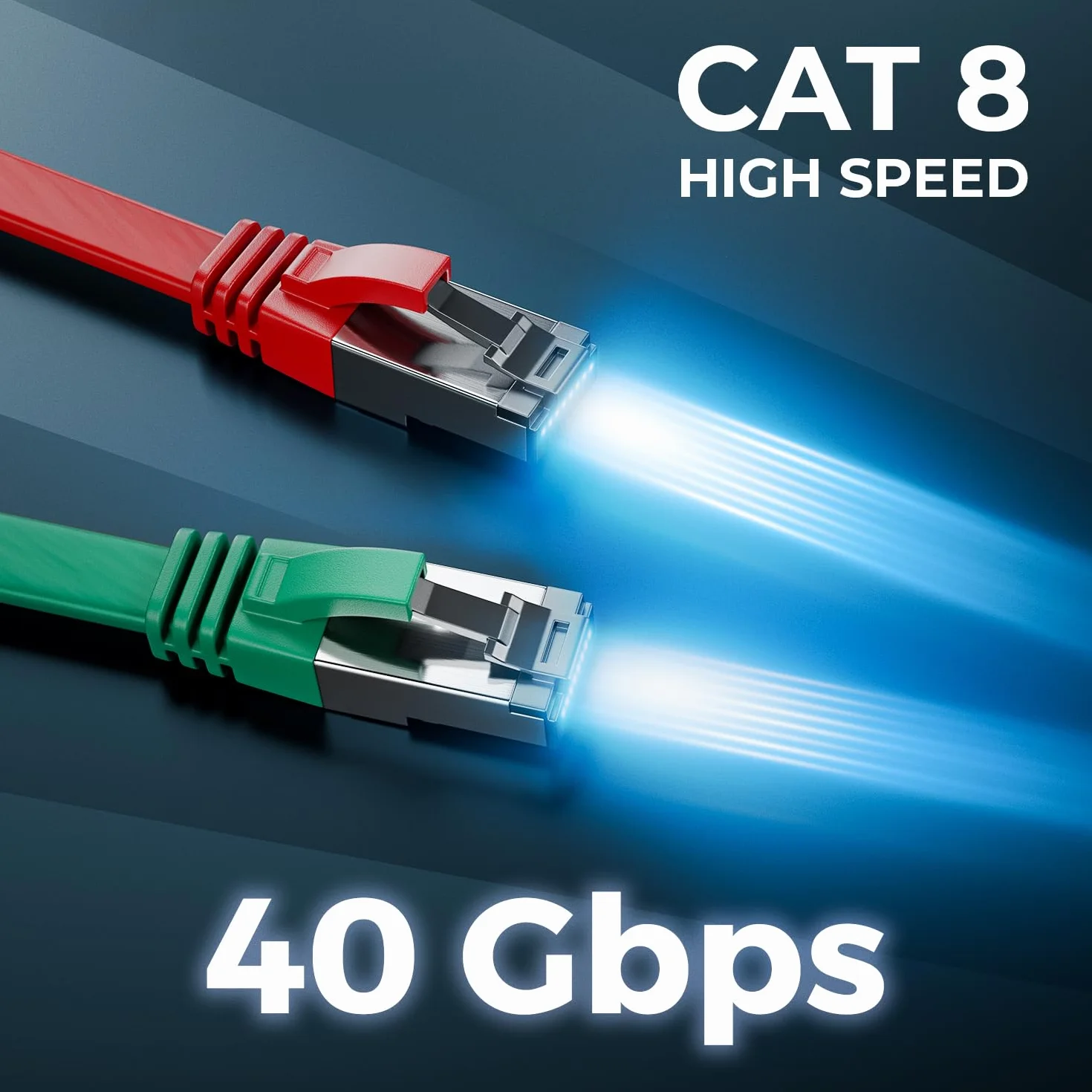 deleyCON 5x 2m CAT 8 Kabel Sieciowy Płaski 40 Gbit/s Miedź Gigabit Ethernet LAN RJ45