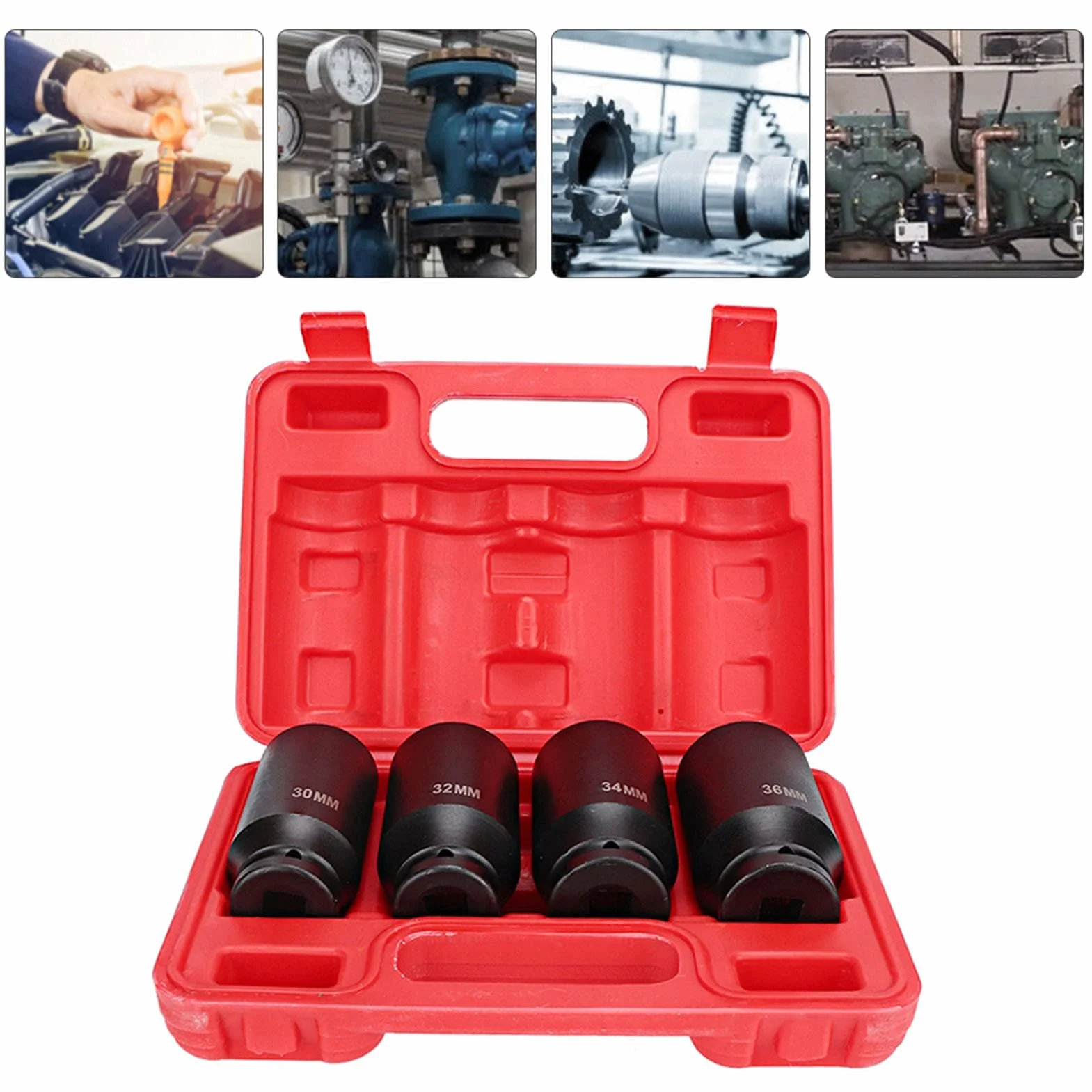 Generic Zestaw Nasadek Udarowych 1/2 Cala Trwałe Narzędzie do Naprawy 12-punktowy Adapter Głowicy dla Ekipy Konserwacyjnej Wysoka twardość dla Mechaników, 4 szt.