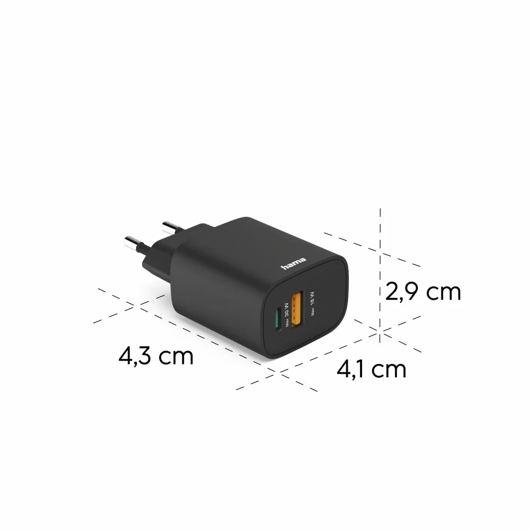 HAMA Szybka Ładowarka Sieciowa 30W USB-C USB-A PD QC 3.0