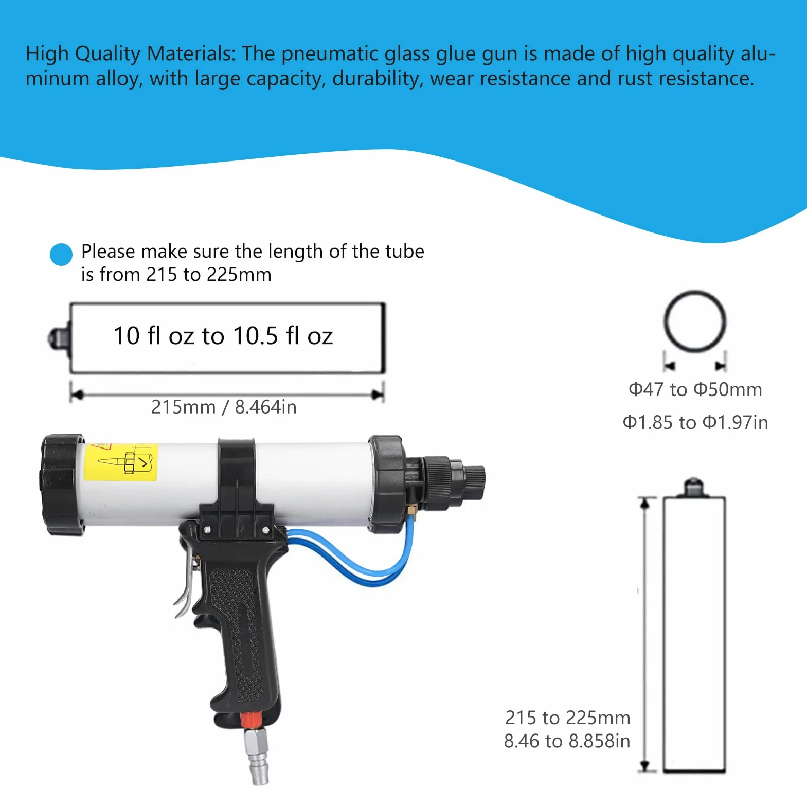 Pneumatyczny Pistolet do Uszczelniania 310 Ml Pistolet do Uszczelniania Pneumatycznego o Ciągłym Uwalnianiu z Regulatorem Ciśnienia Uszczelniacza Silikonowego Szklana Gumowa Fuga Aplikator
