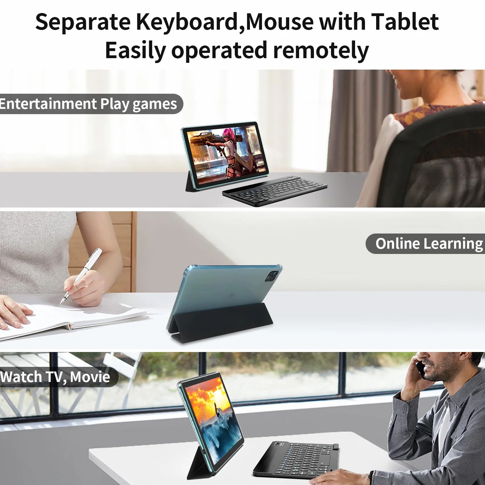 PRITOM 10-calowy tablet z systemem Android 14,3 w 1, 8 GB, 128 GB, z możliwością rozszerzenia do 1024 GB, 8000 mAh, tablet Wi-Fi, procesor Qcta-Core, Wi-Fi 6, Bluetooth, tablet z torbą, klawiaturą