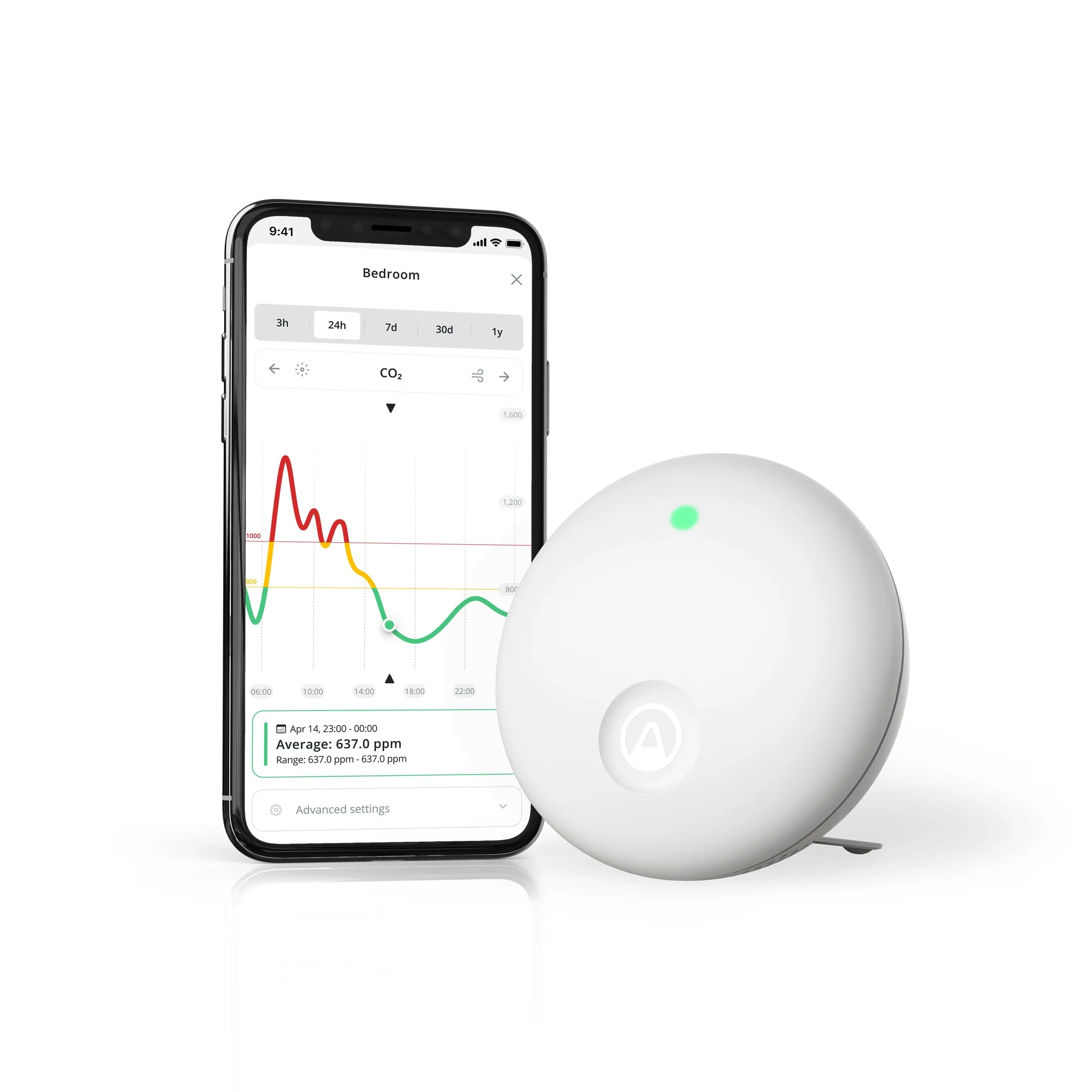 Airthings 321 Wave Enhance monitor jakości powietrza CO2 VOC wilgotność temperatura ciśnienie hałas światło