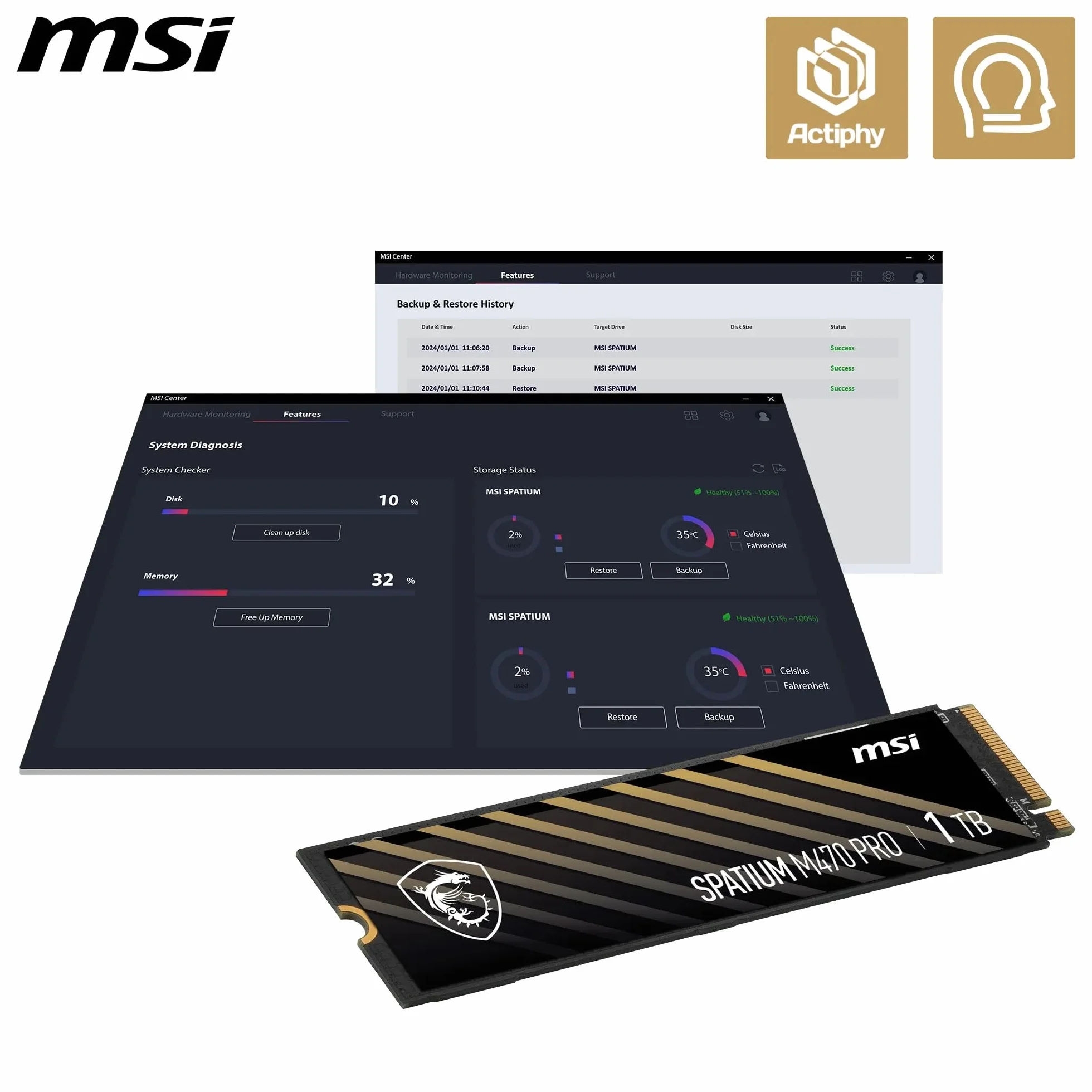MSI SPATIUM M470 Pro PCIe 4.0 NVMe M.2 1TB
