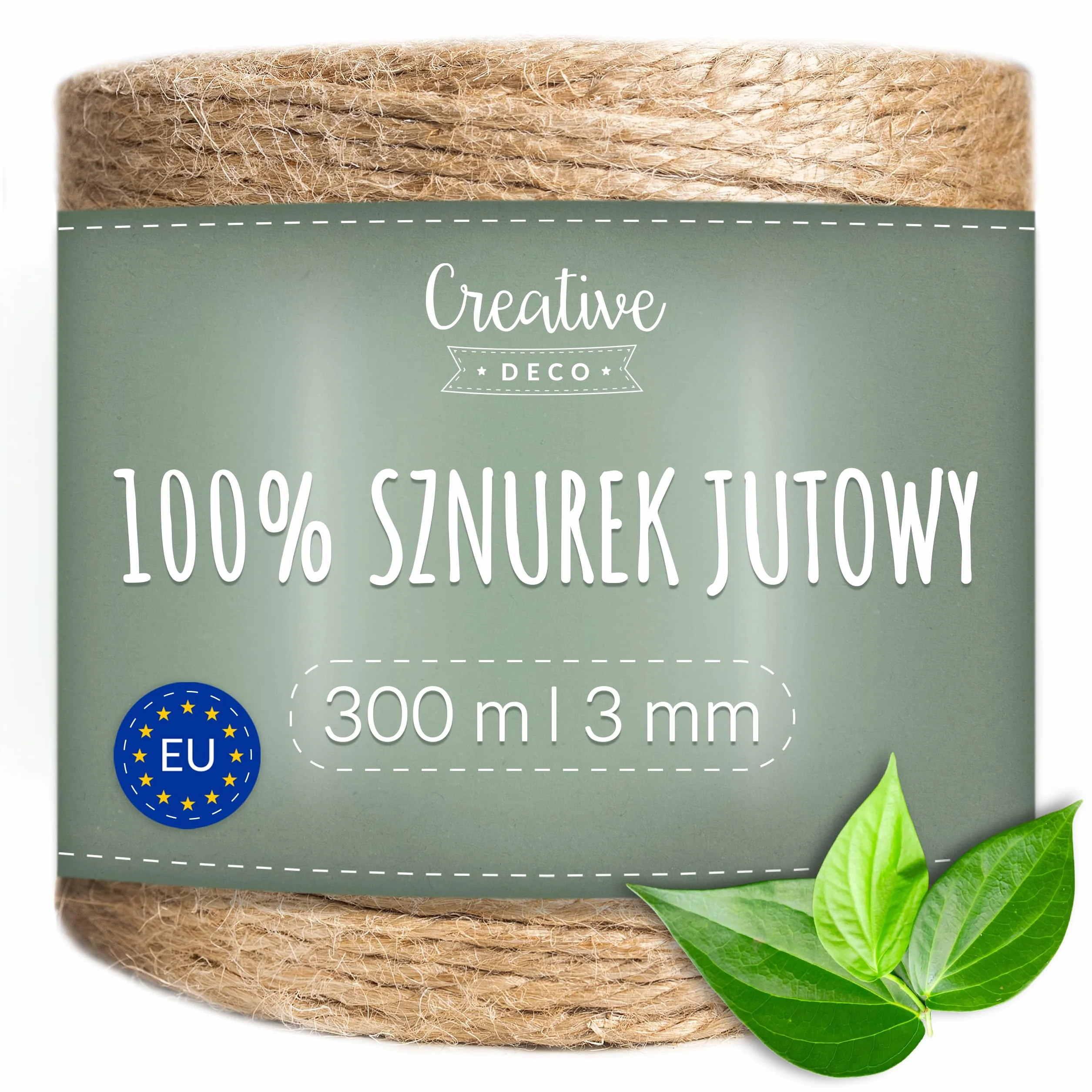 Creative Deco Naturalny Sznurek Jutowy Brązowy 2-3 mm | 300 m | Mocny Sznurek Skręcony z 3 Nici | Duża Szpulka | Idealny do Dekoracji, Prac Artystycznych, Rękodzieła, Pakowania Prezentów, do Kwiatów