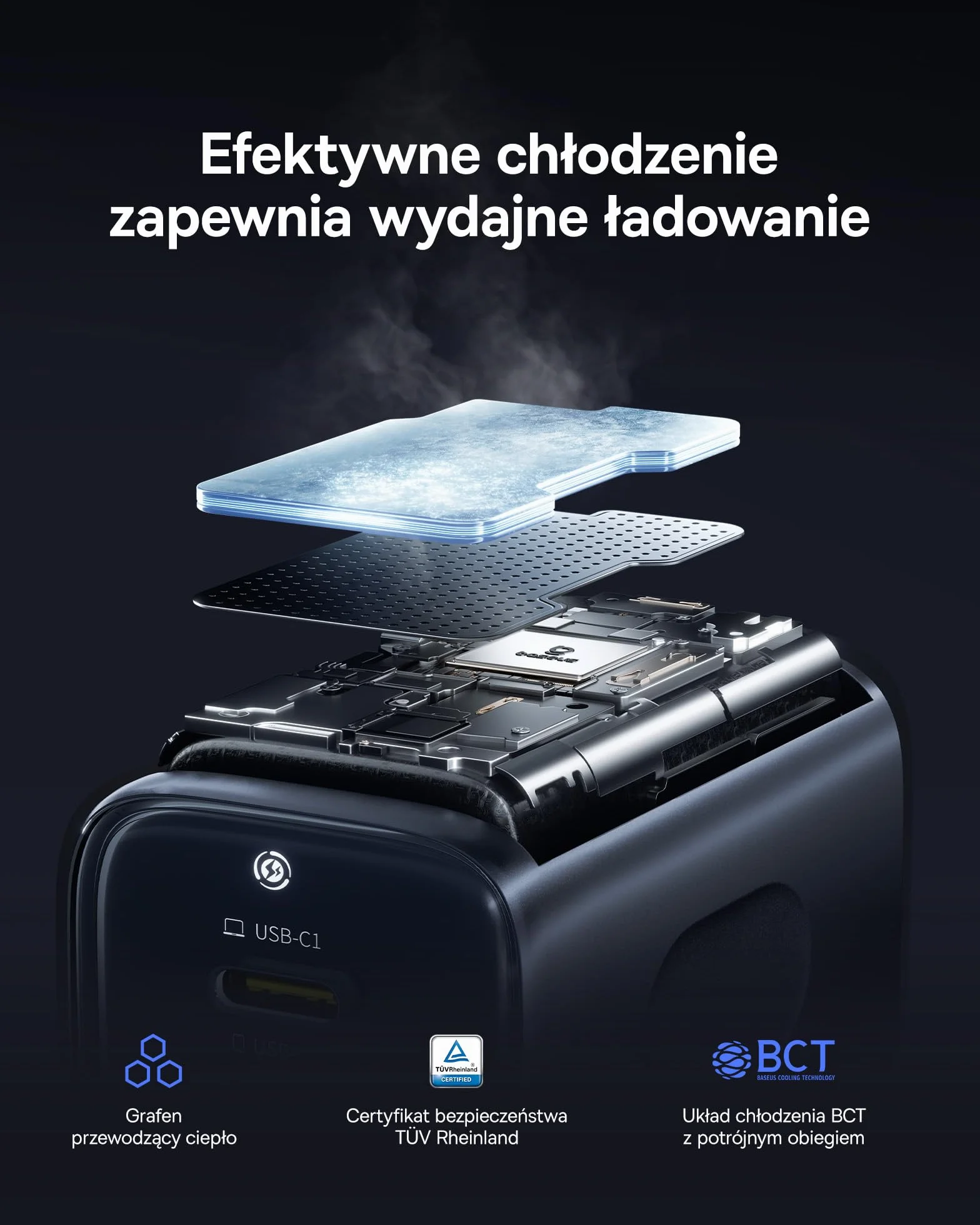 Baseus Picogo Ładowarka USB C 67W GaN 3 Porty PD PPS