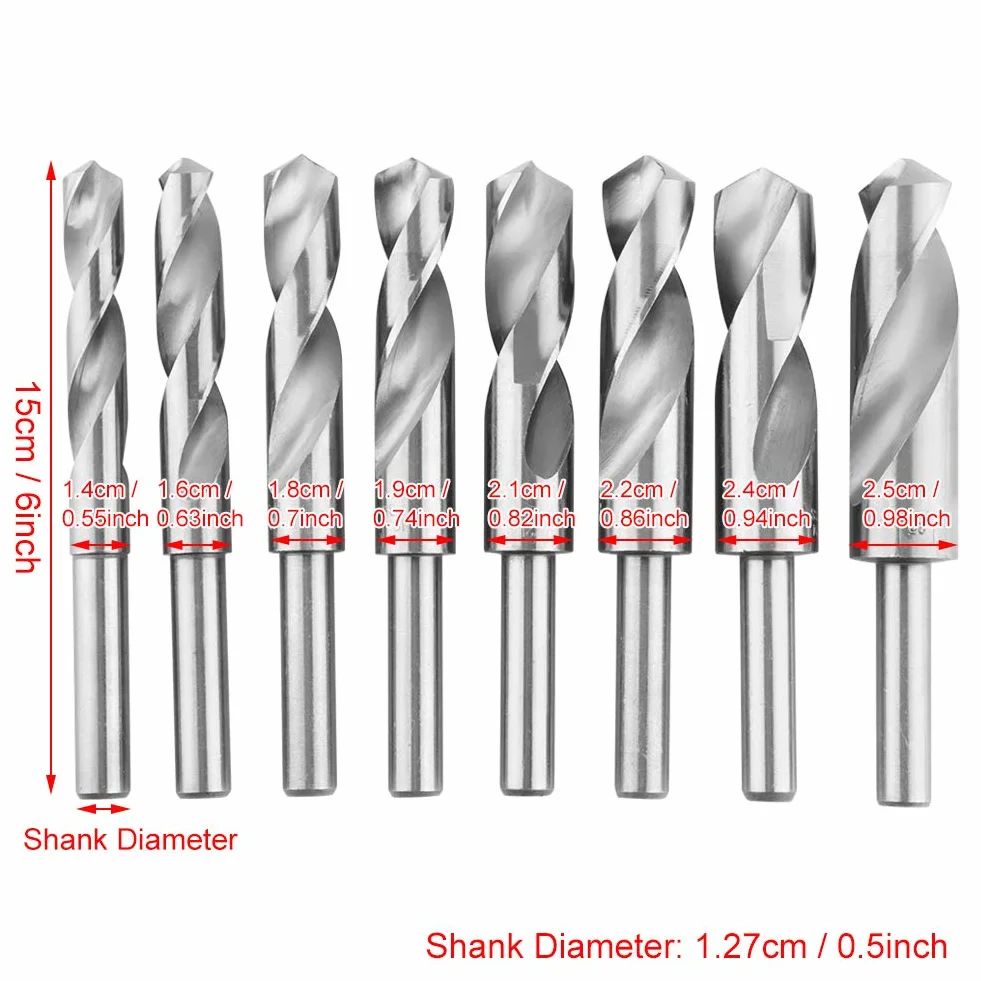 8 sztuk zestaw wierteł krętych HSS profesjonalne wiertła kręte zestaw wierteł krętych HSS białe wiertła kręte 14mm 16mm 18mm 19mm 21mm 22mm 24mm 25mm