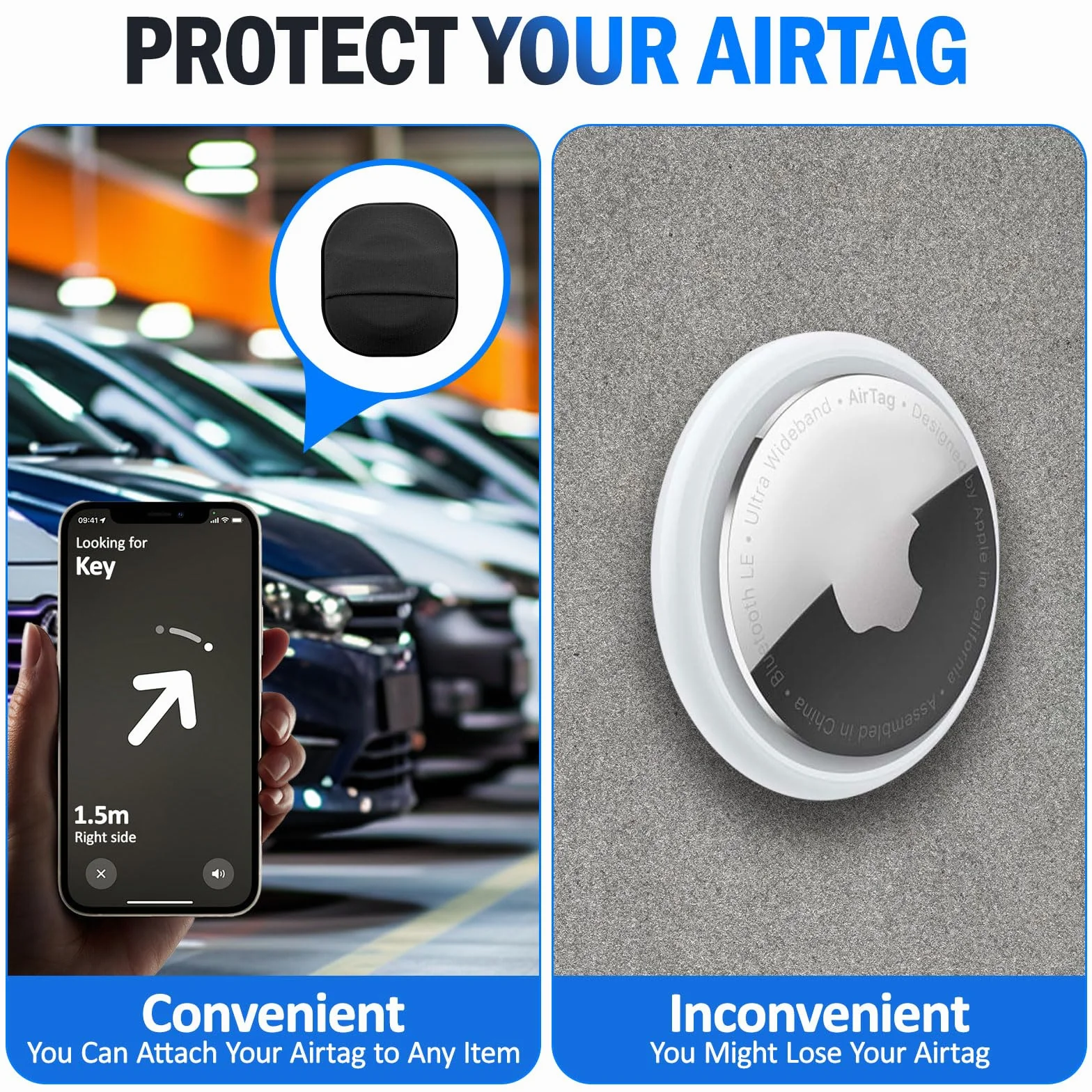 Etui do Apple Airtag, kompatybilne z Air Tag Tracker, z klejem 3M, 4 sztuki