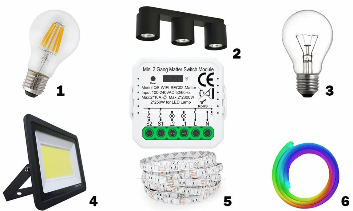 Mini przekaźnik dwukanałowy Matter dopuszkowy włącznik sterownik Homekit