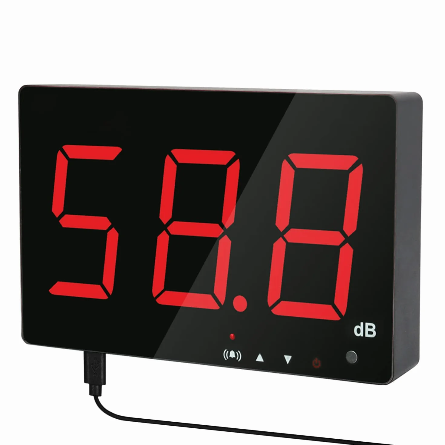 Miernik decybeli Tester miernika poziomu dźwięku wiszącego na ścianie 30-130db Wiszący pomiar hałasu decybeli z alarmem, cyfrowy miernik decybeli z dużym ekranem Czerwony wyświetlacz LCD do domu